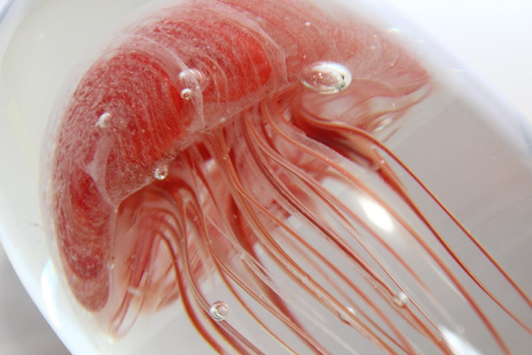 Jelly Fish Murano Style Italian Art Glass Aquarium Paperweight at 1stDibs