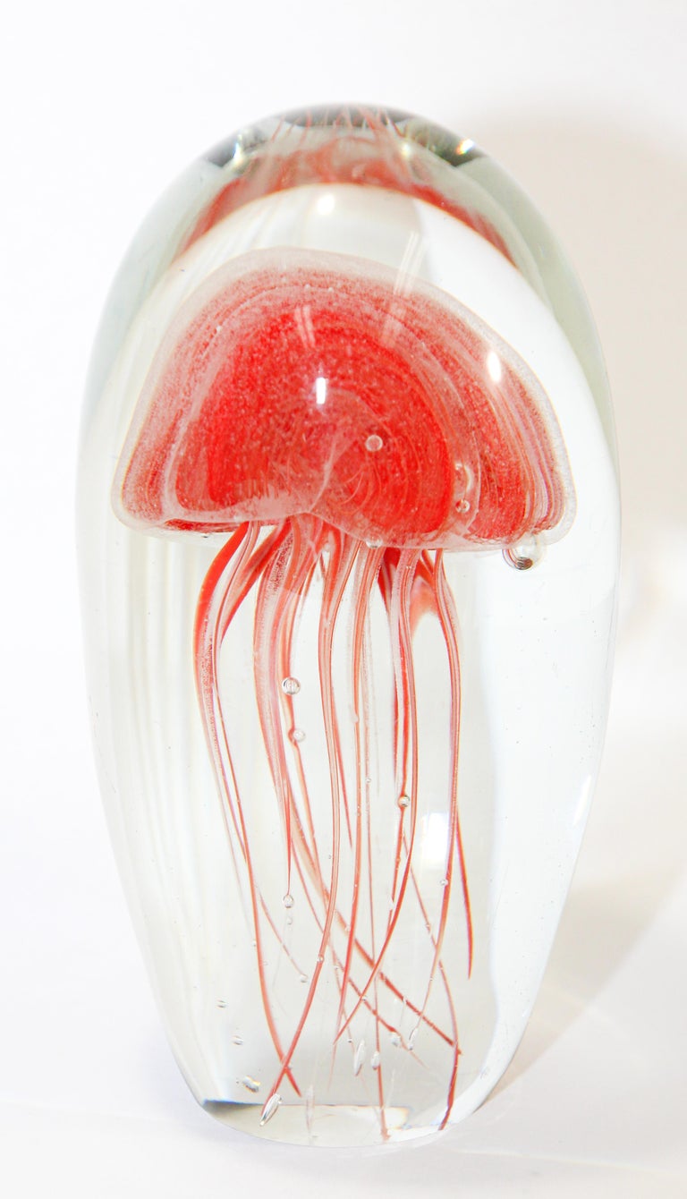 Jelly Fish Murano Style Italian Art Glass Aquarium Paperweight at 1stDibs