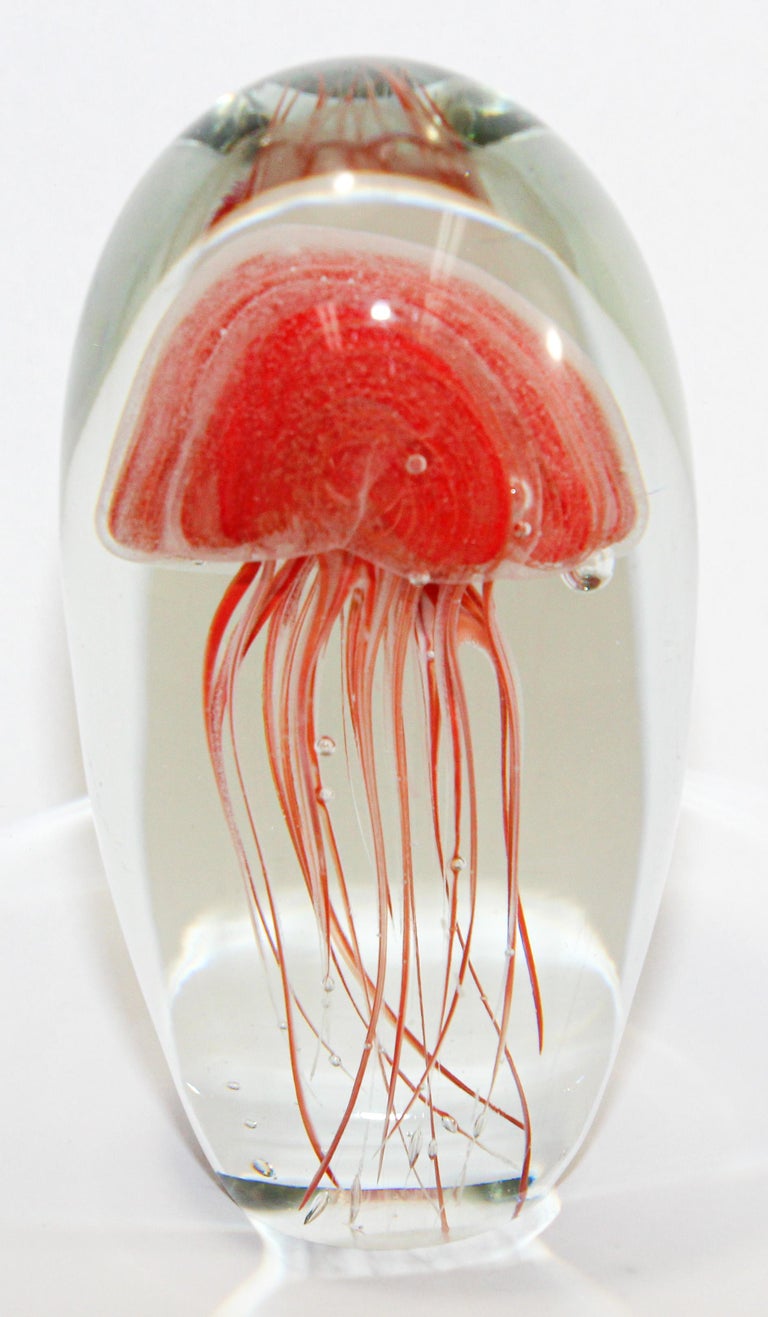 Jelly Fish Murano Style Italian Art Glass Aquarium Paperweight at 1stDibs