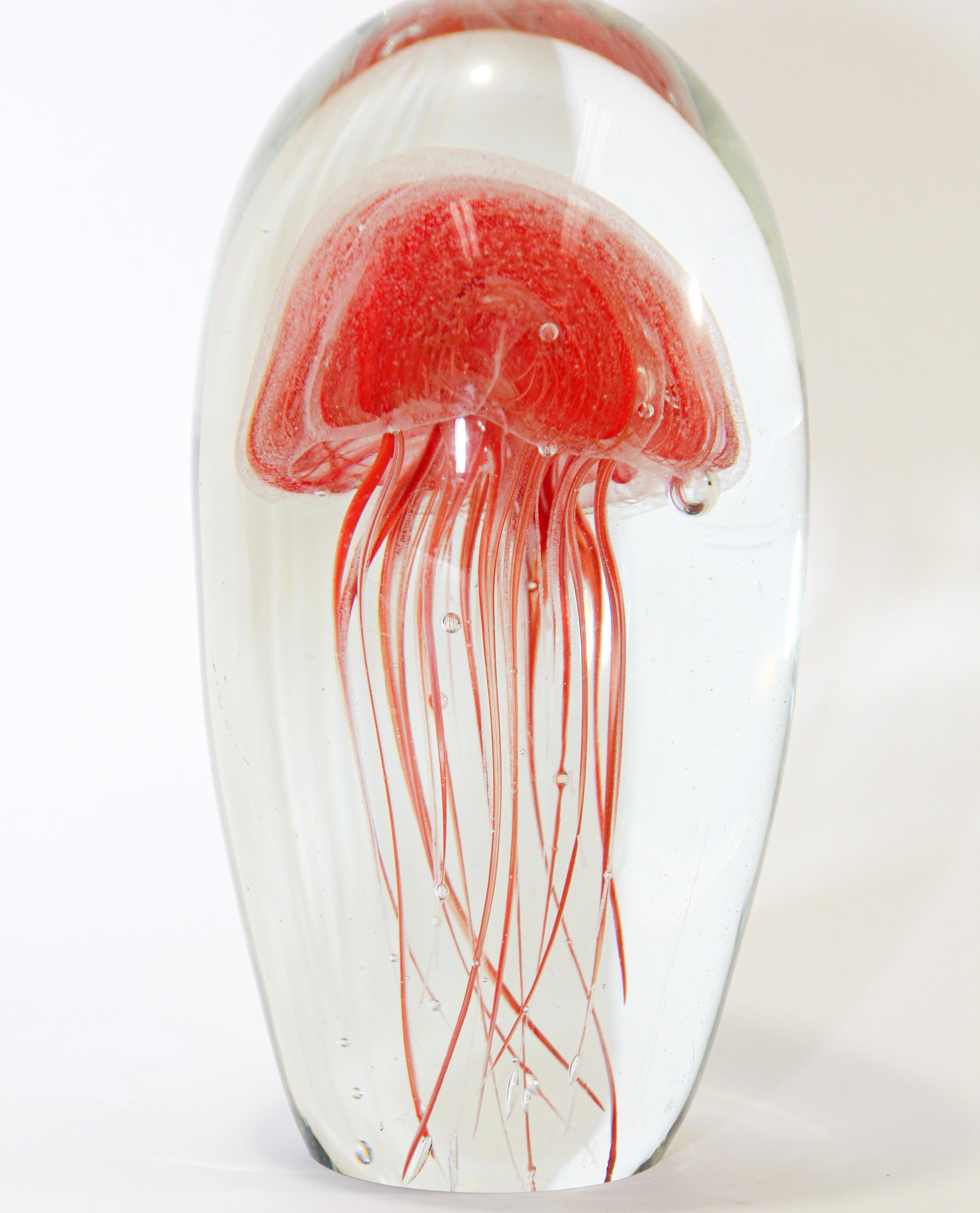 European Jelly Fish Murano Style Italian Art Glass Aquarium Paperweight