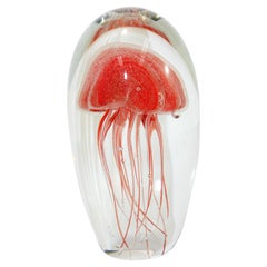 Jelly Fish Murano Style Italian Art Glass Aquarium Paperweight