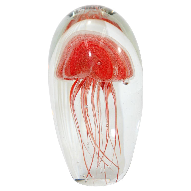 Jelly Fish Murano Style Italian Art Glass Aquarium Paperweight at 1stDibs