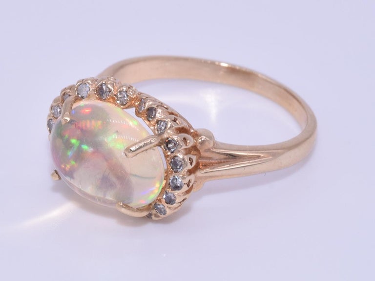 Jelly Opal and Diamond Cluster Ring For Sale at 1stDibs | jelly opal ...