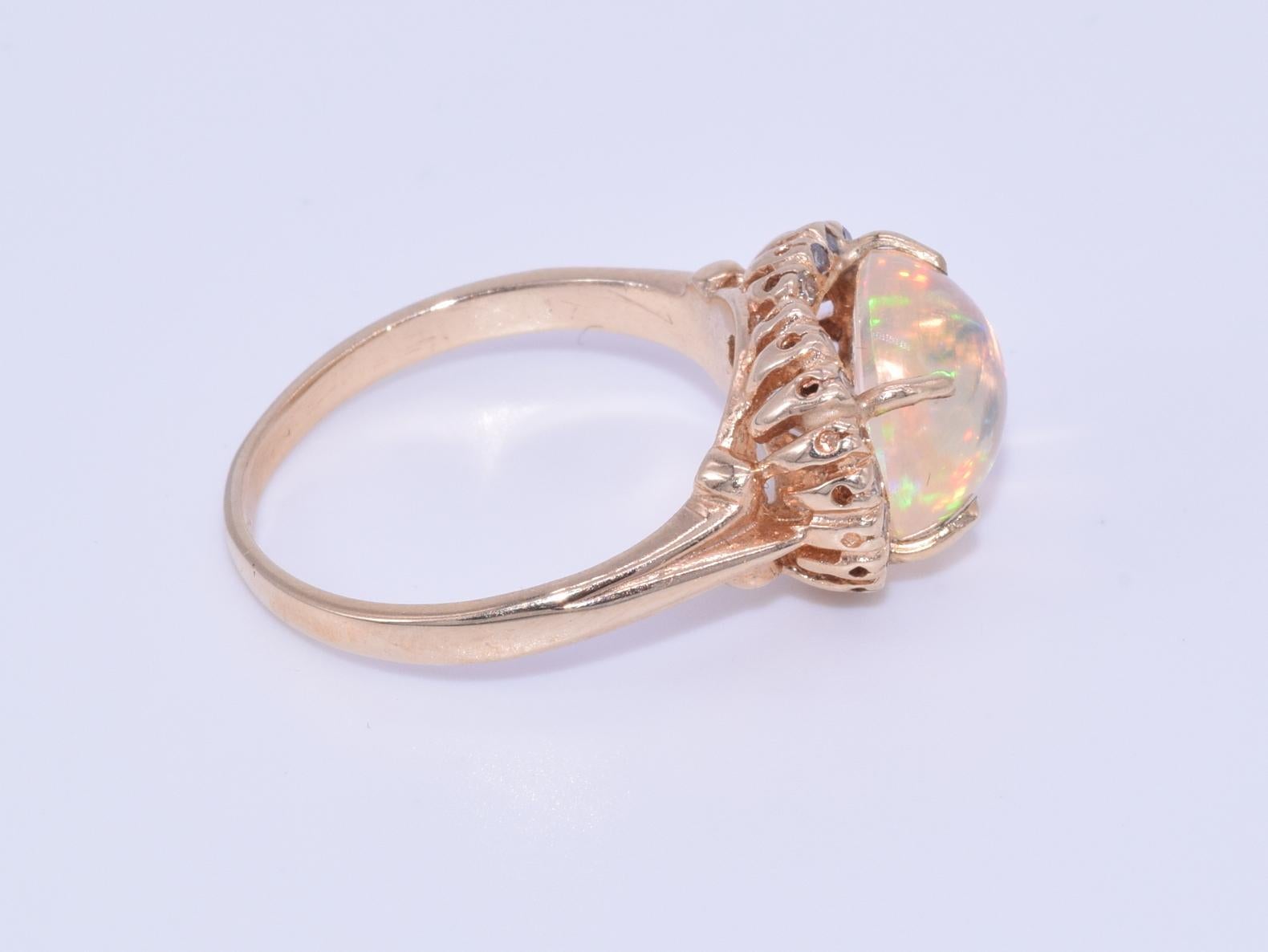 Contemporary Jelly Opal and Diamond Cluster Ring