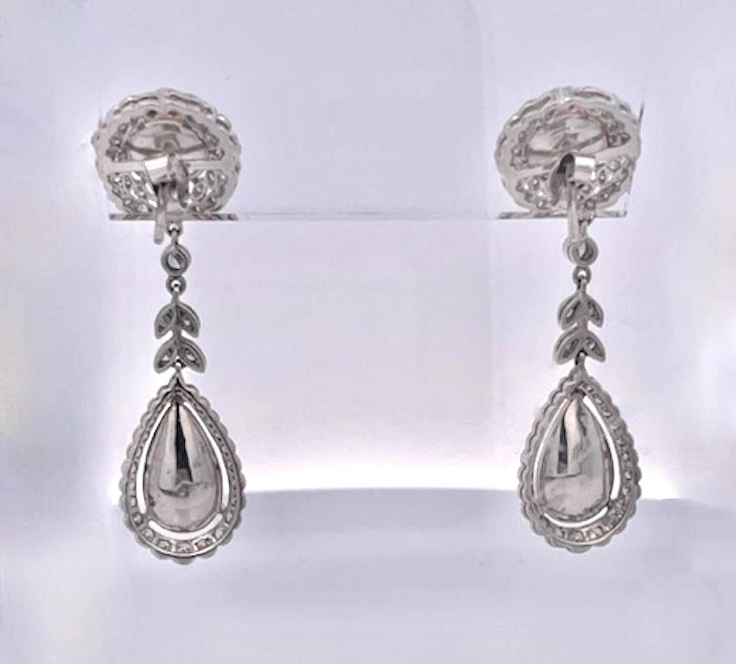 Pear Cut Jelly Opal Diamond Drop Earrings 18K For Sale