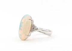 Jelly Opal & Diamond Ring in 18k White Gold