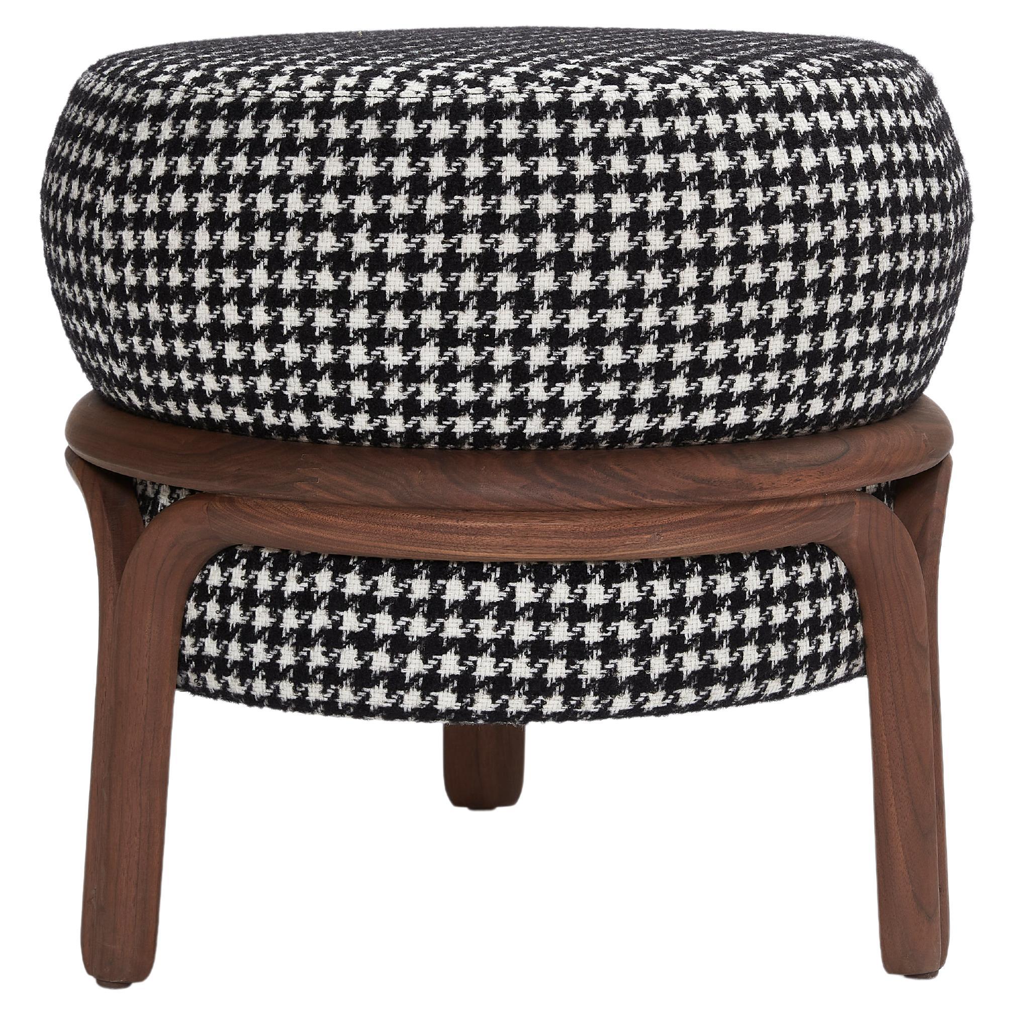 Jelly Stool in black and white Houndstooth fabric by Objective