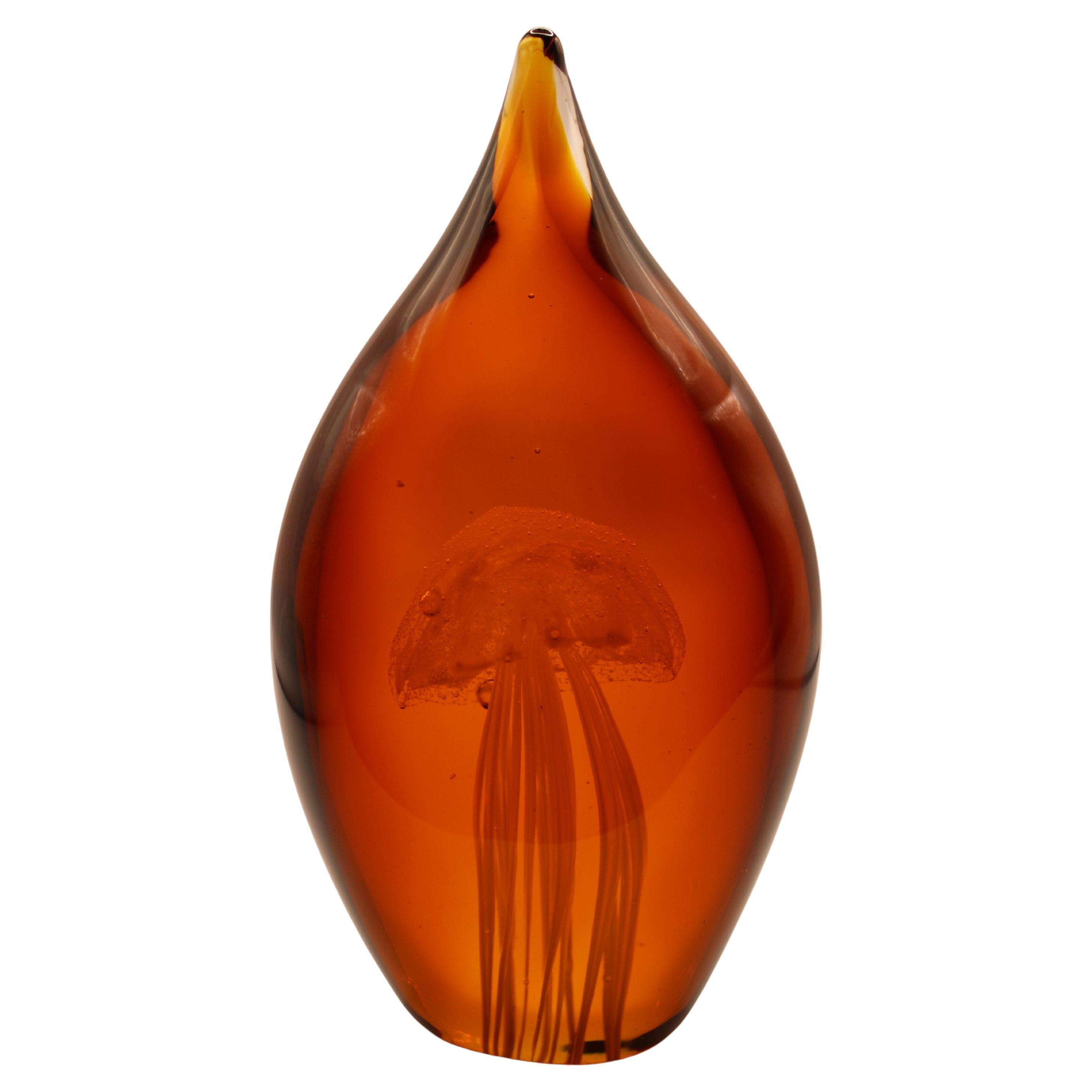 Jellyfish Art Glass Murano Hand blown cinnamon 20th century Italy For Sale
