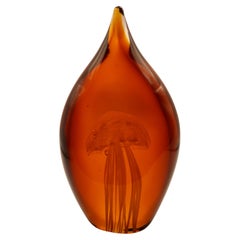 Jellyfish Art Glass Murano Hand blown cinnamon 20th century Italy