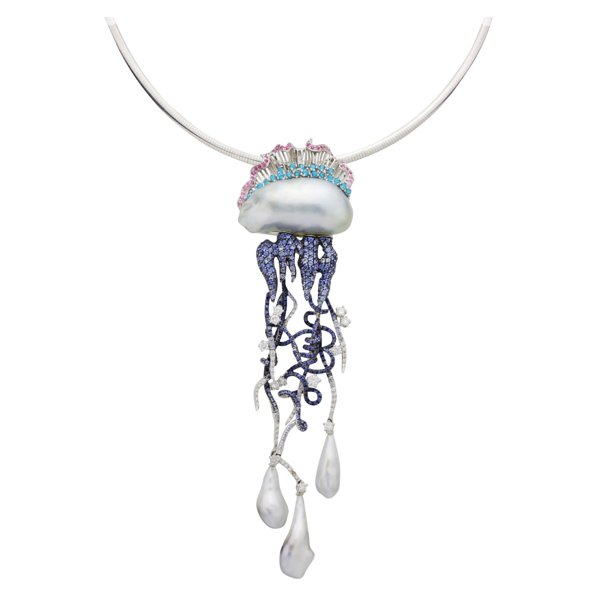 ‘Jellyfish’ Brooch Necklace by Alessio Boschi for Autore For Sale