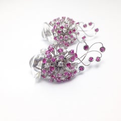 Pendientes Gota Medusa Diamante Rubí Zafiro Rosa Cristal de Roca Blanco Oro 18 Kt