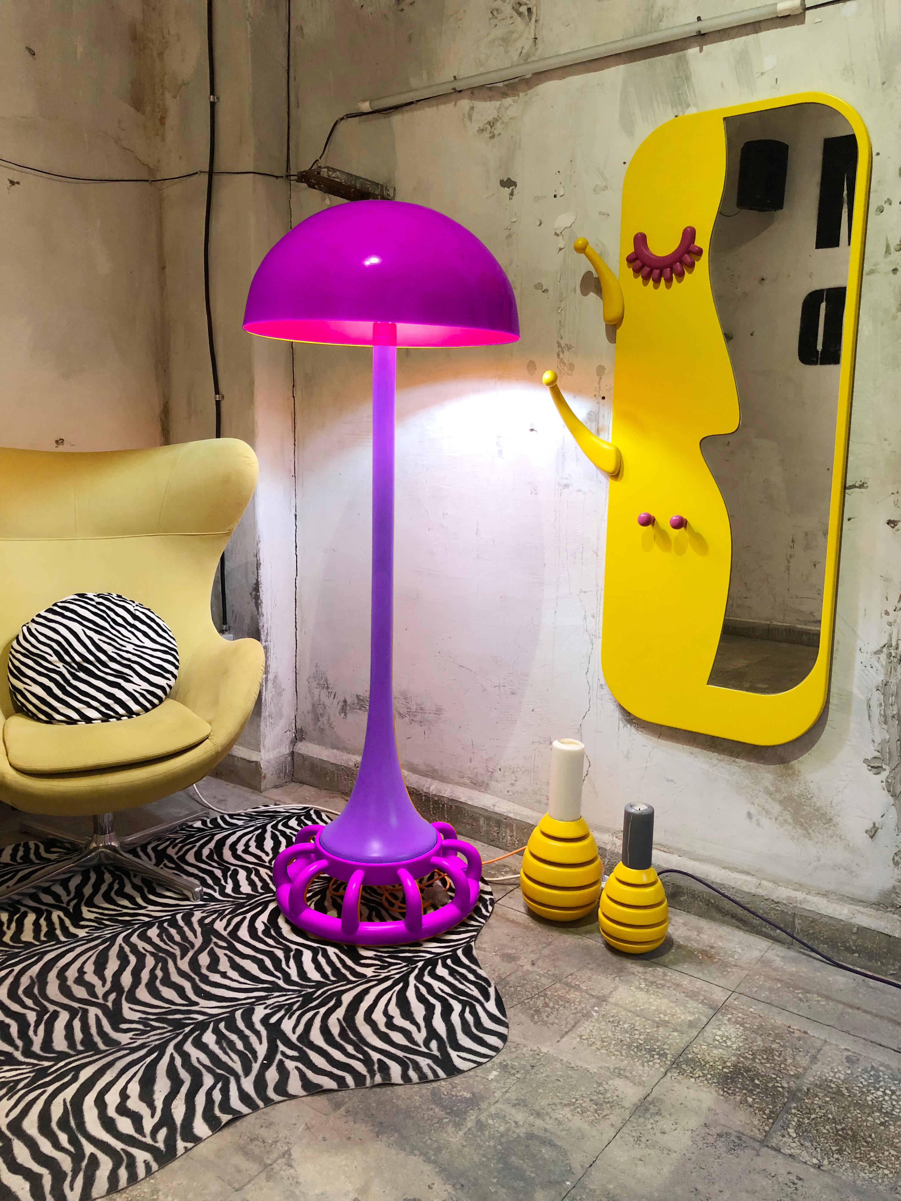 Post-Modern Jellyfish Floor Lamp: Elegant Lilac Illumination For Sale