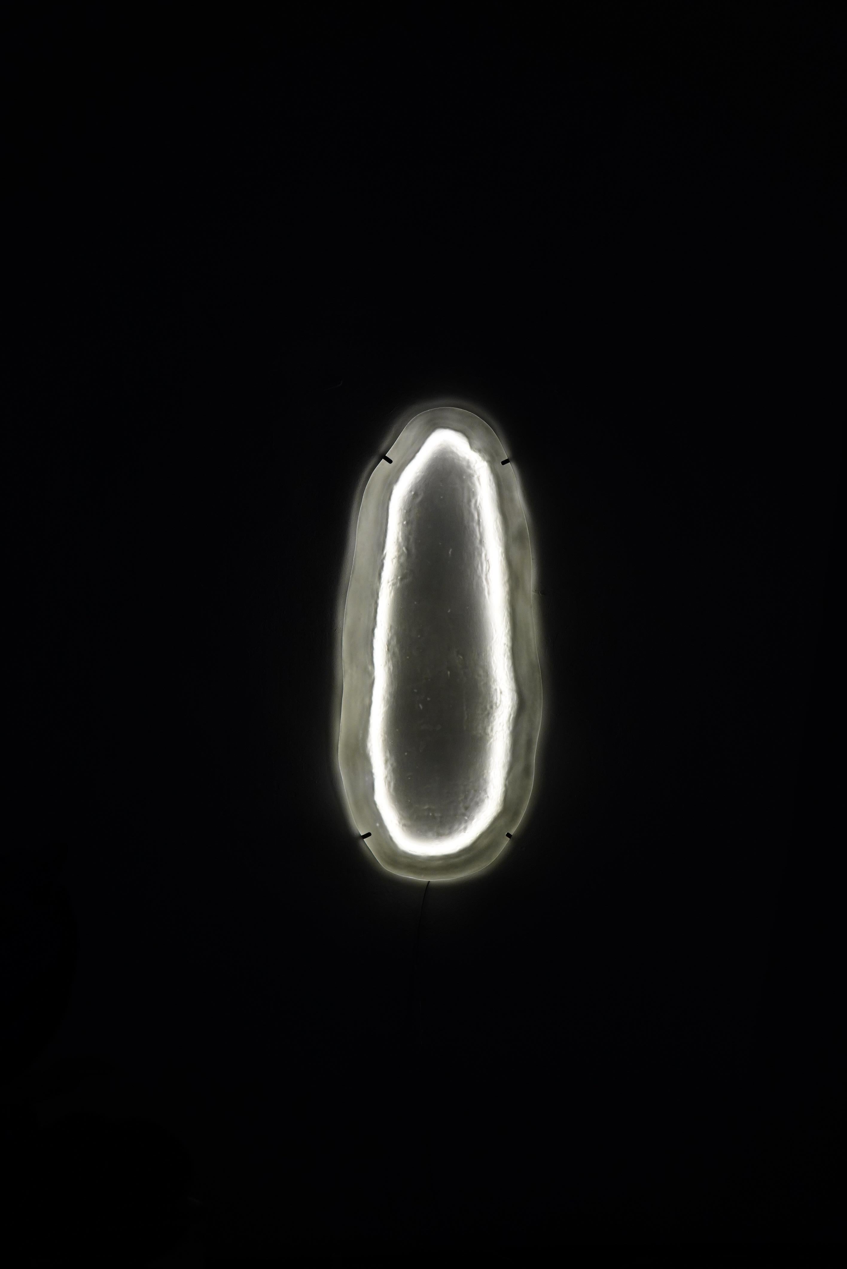 Jellyfish Sister Wall Lamp by Fresh Glass
Dimensions: W 17 x D 5 x H 105 cm.
Materials: Glass, Stainless Steel.
Weight: 17 kg.

Luminaire color: Colourless, grey, green.
Light: Led 2700/3000К CRI>90. 3300 lm. 40W
Technique: Kiln glass casting,