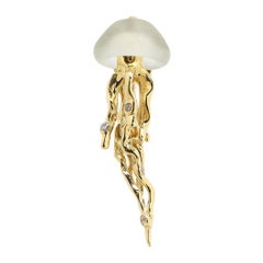 Jellyfish Stud Earring Yellow Gold and Prasiolite