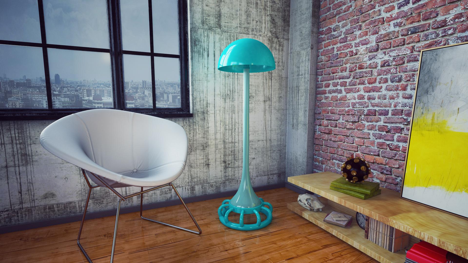 Cast Jellyfish Floor Lamp: Artistic Turquoise Illumination For Sale