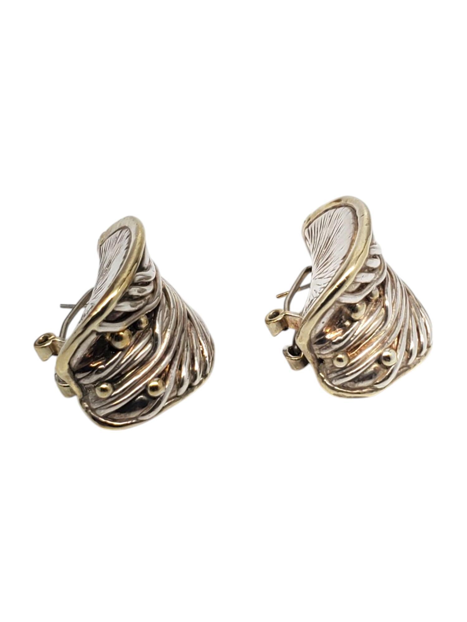 Jem, larges boucles d'oreilles décoratives en argent sterling et plaqué or #20797 Pour femmes en vente