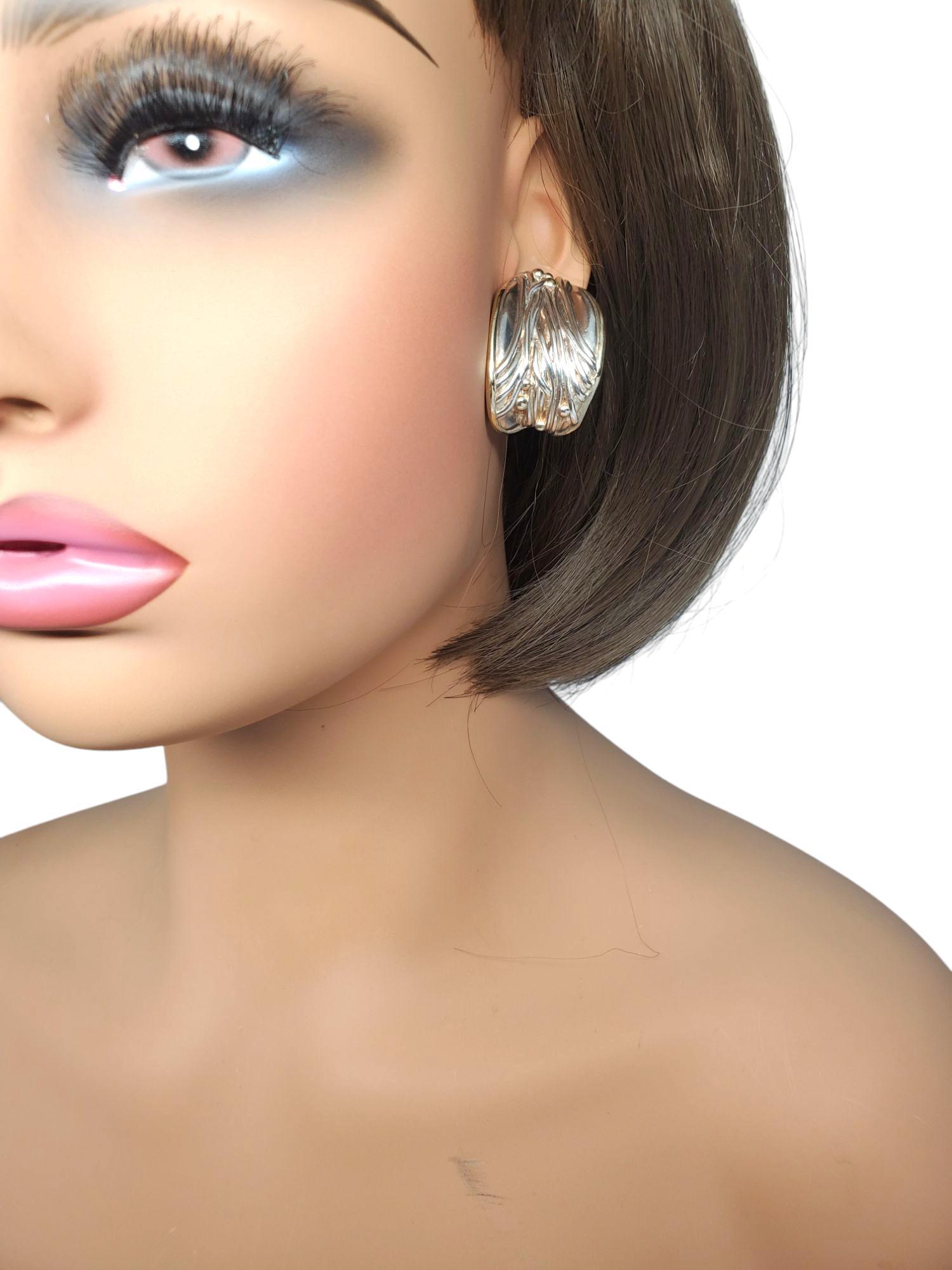 Jem, larges boucles d'oreilles décoratives en argent sterling et plaqué or #20797 en vente 5