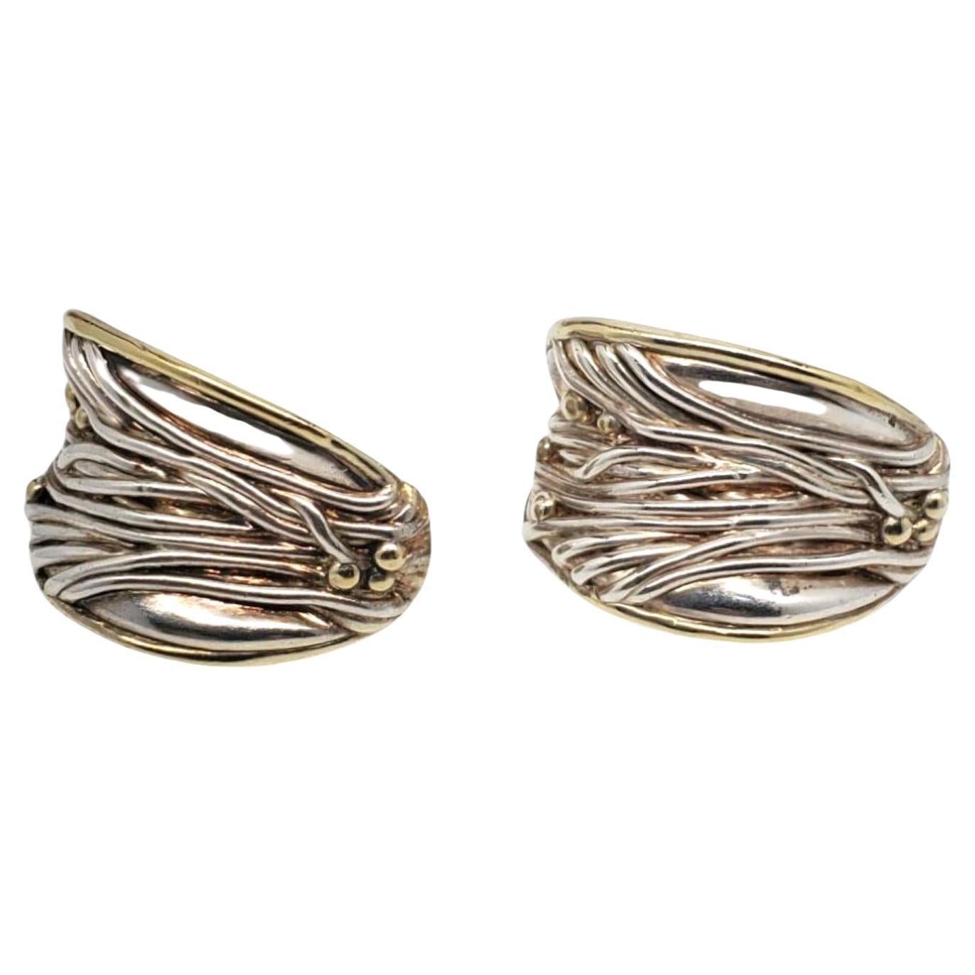 Jem, larges boucles d'oreilles décoratives en argent sterling et plaqué or #20797 en vente