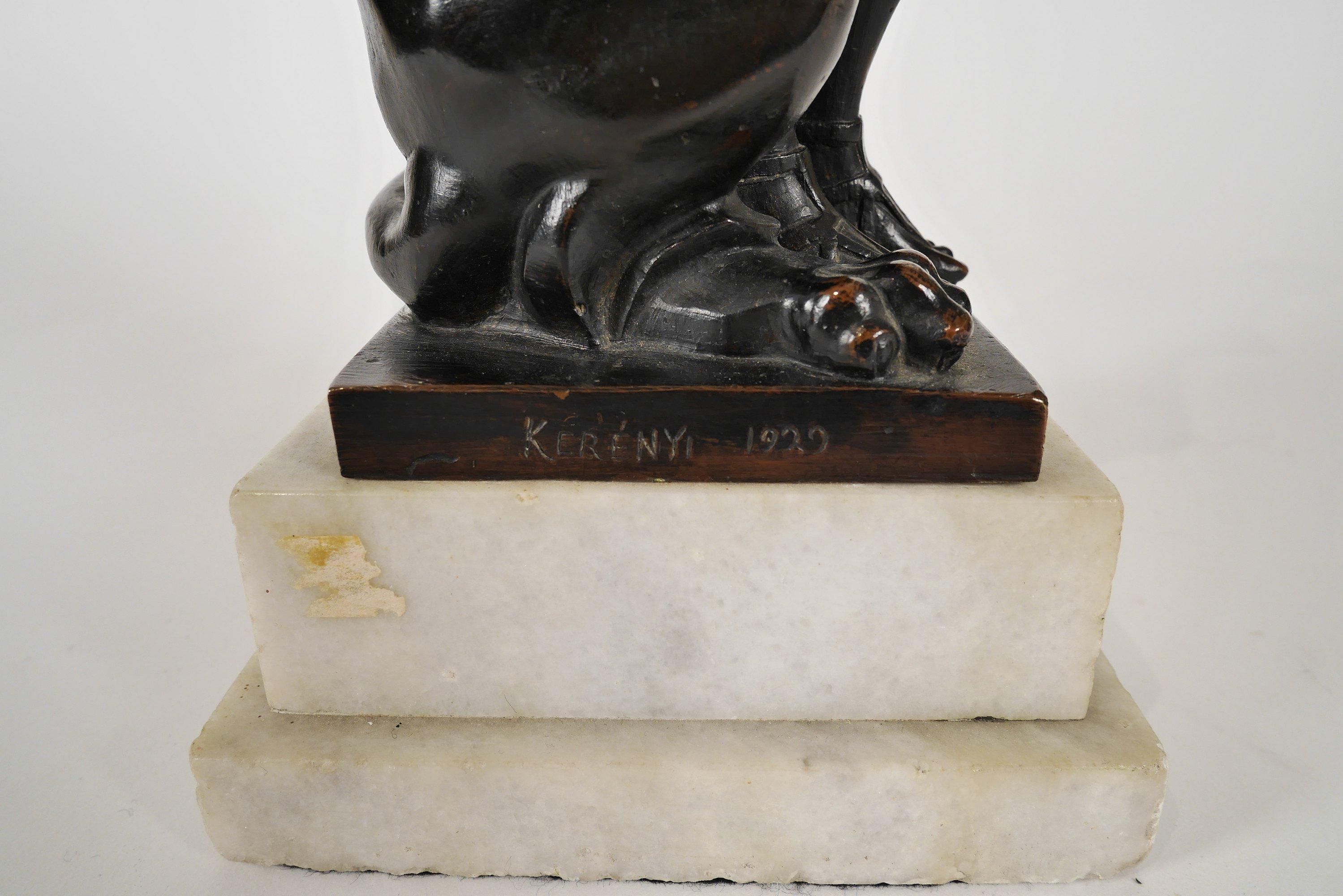 The Lion Tamer, 20th century European bronze female figure, Hungarian artist For Sale 4