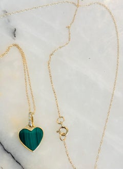 Jen Proudman 10mm Malachite Heart Necklace, 14k Gold & Diamond Bail