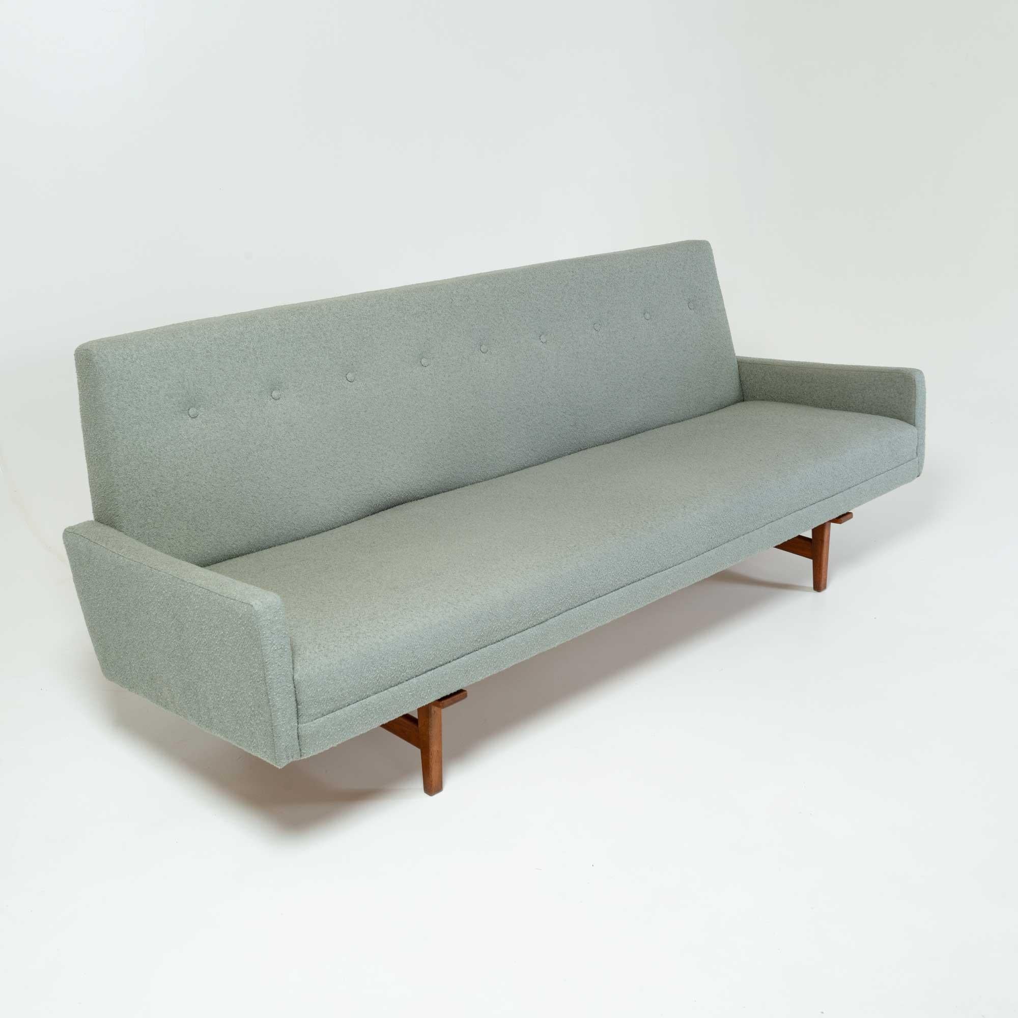 Mid-Century Modern Jen Risom for Jen Risom Inc Three Seater Sofa Reupholstered in Teal Bouclé