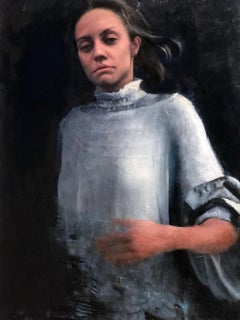 "Reboot" (2023), ritratto originale a olio surrealista di Jen Starling