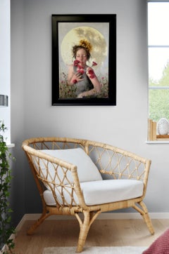 "Sweet Surrender" - Surrealist Female Portrait, Oil Painting on Panel