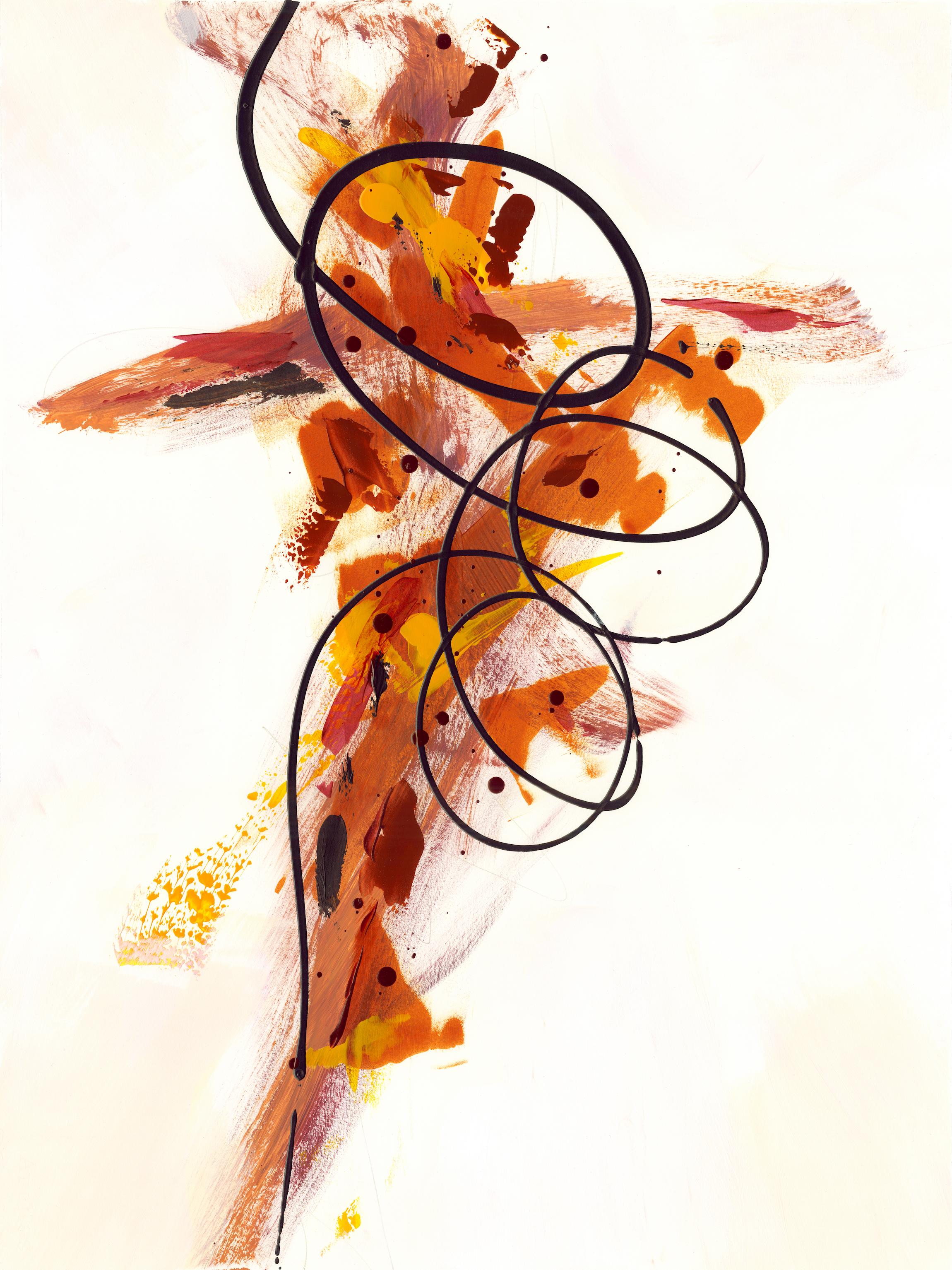 Abstract Painting Jen Sterling - Jump For Joy, peinture abstraite originale contemporaine minimaliste orange énergique