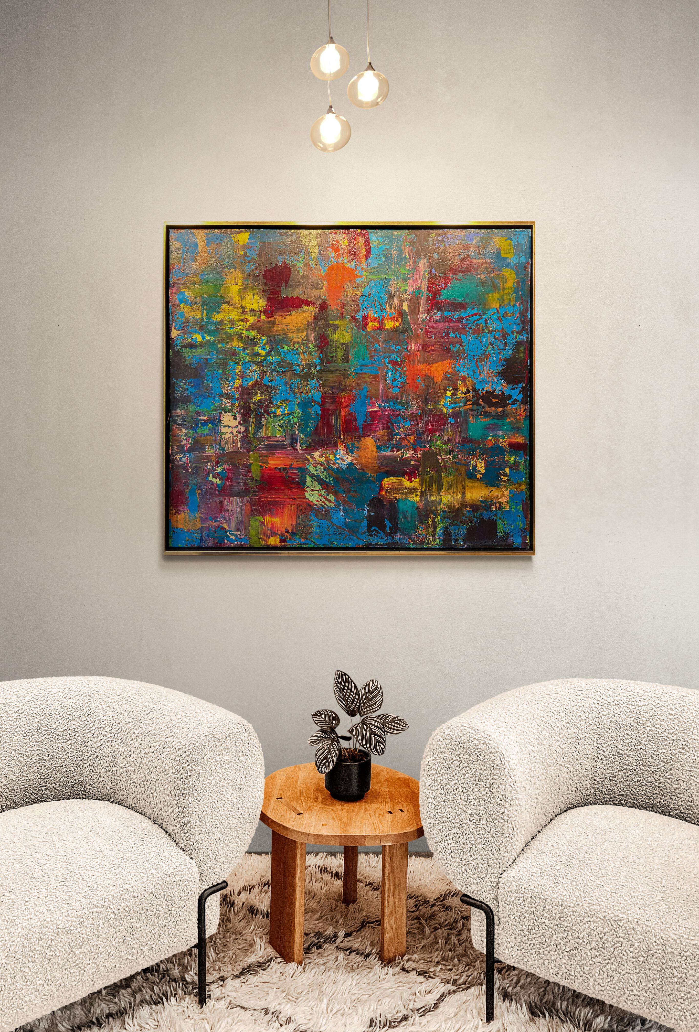 Splish Splash, Original Contemporary Colorful Blue Abstract Painting on Canvas For Sale 5