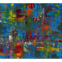 Splish Splash, peinture abstraite contemporaine colorée originale sur toile bleue