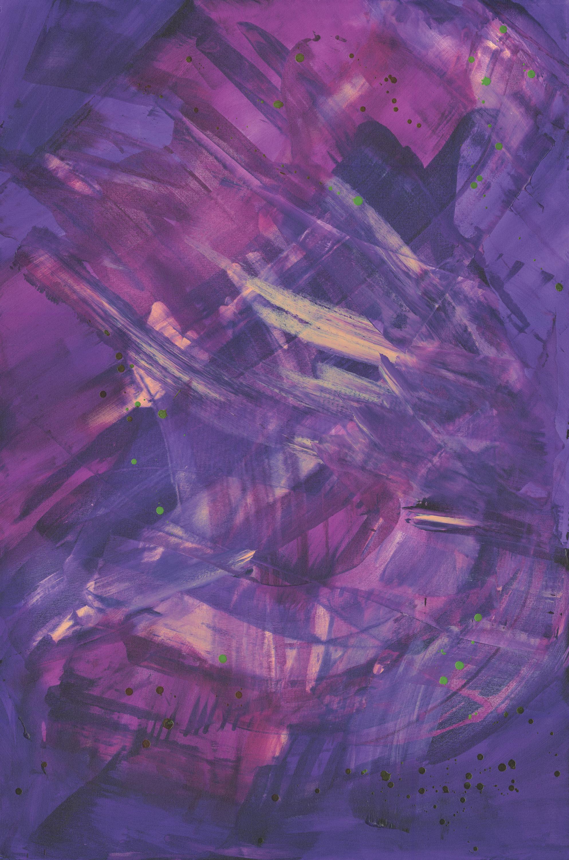 Jen Sterling Abstract Painting - Violet Energy, Original Contemporary Purple Abstract Acrylic Painting on Canvas