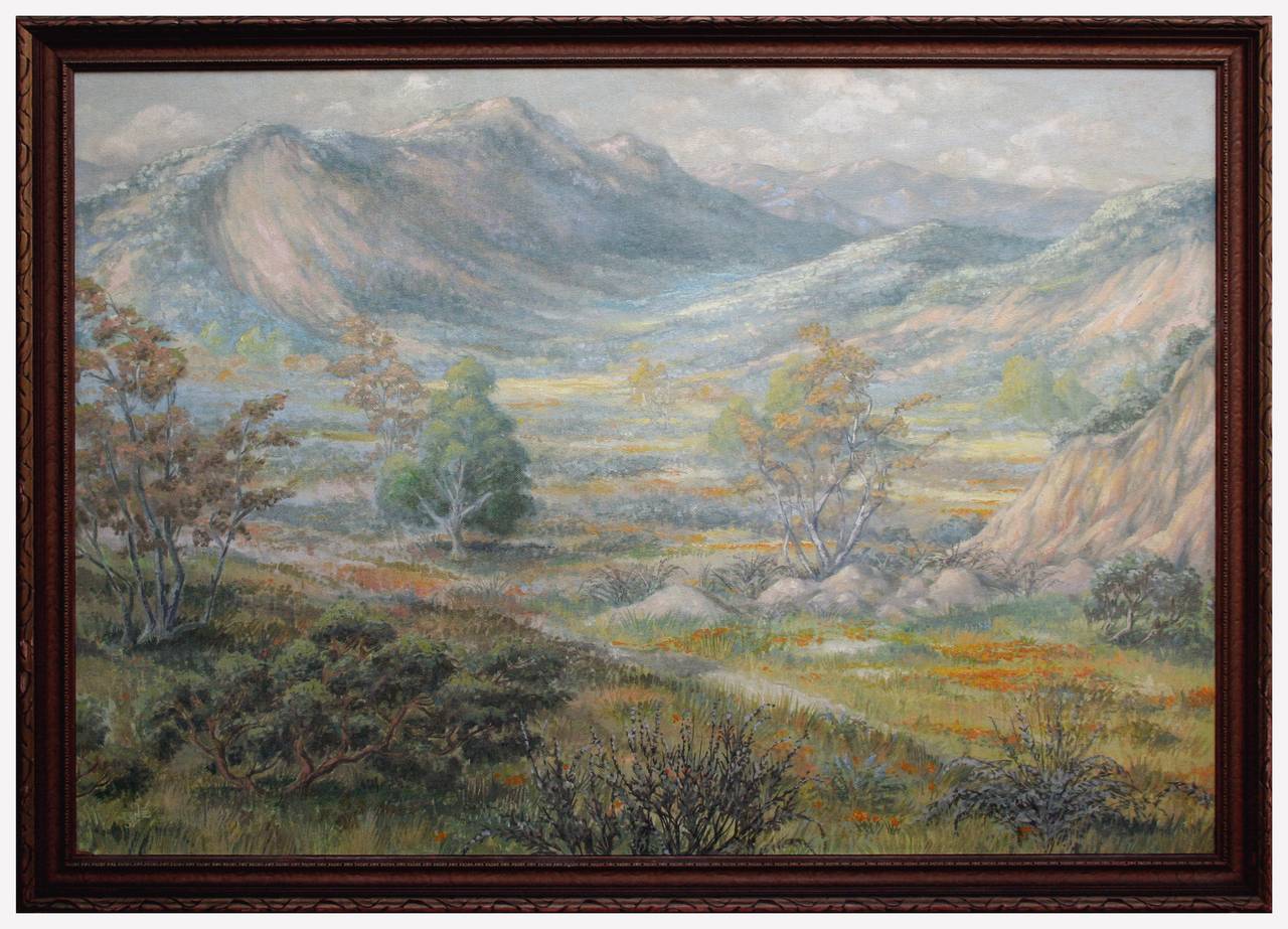 Jene Jackman Landscape Painting - Southern California Grapevine Valley, Large-Scale 1930's Landscape 