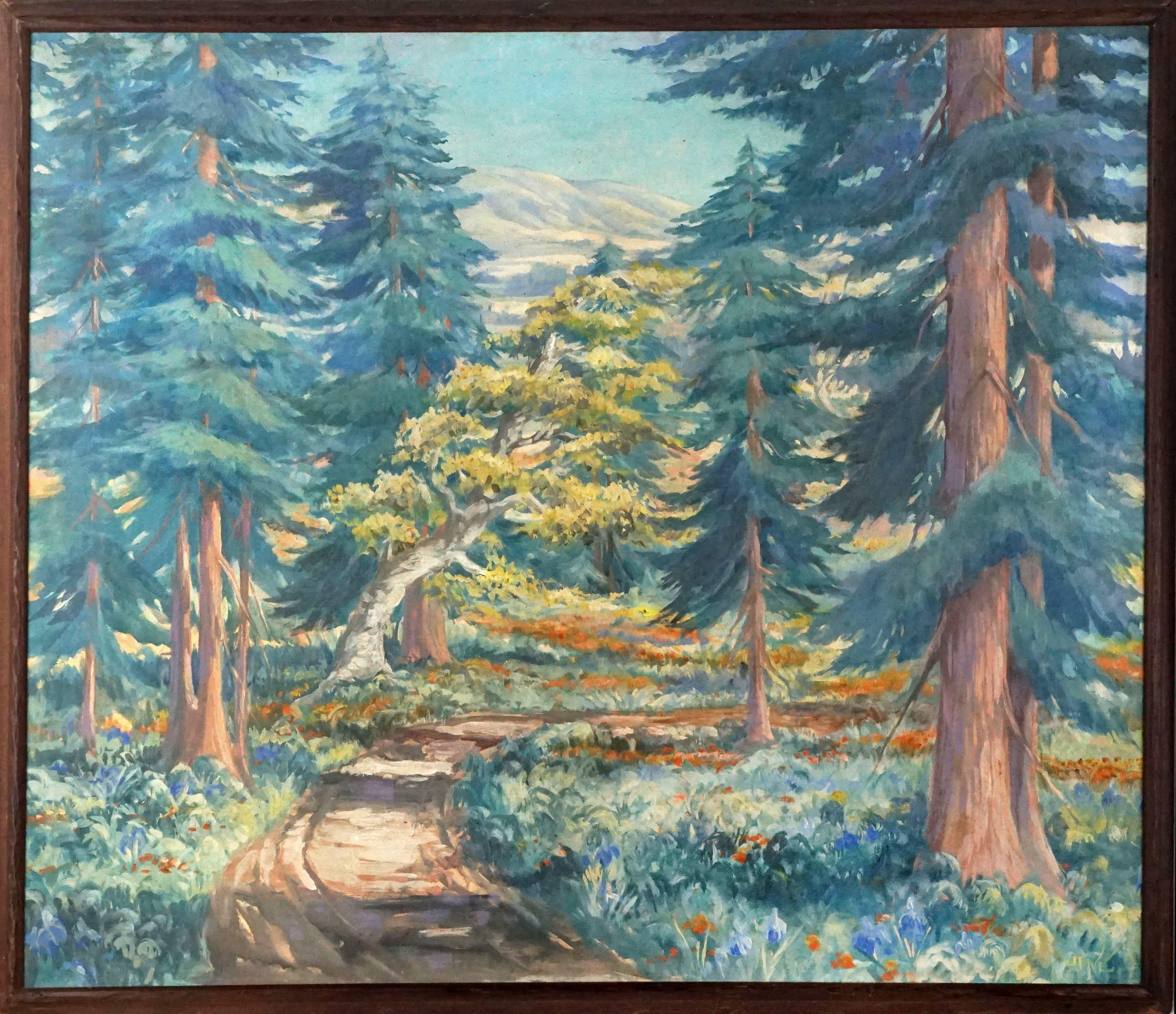 Jene Jackman Landscape Painting - Southern California Mount Baldy Tonalist 1930s Forest Landscape