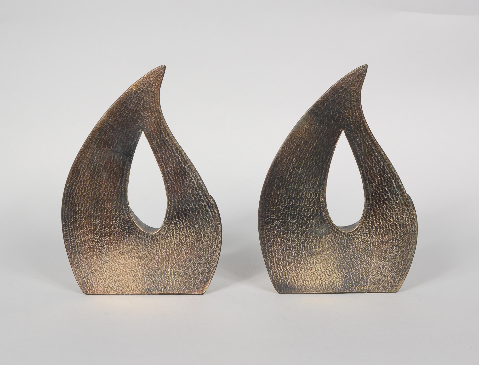 American Jenfred Ware Flame Bookends by Ben Seibel for Raymor