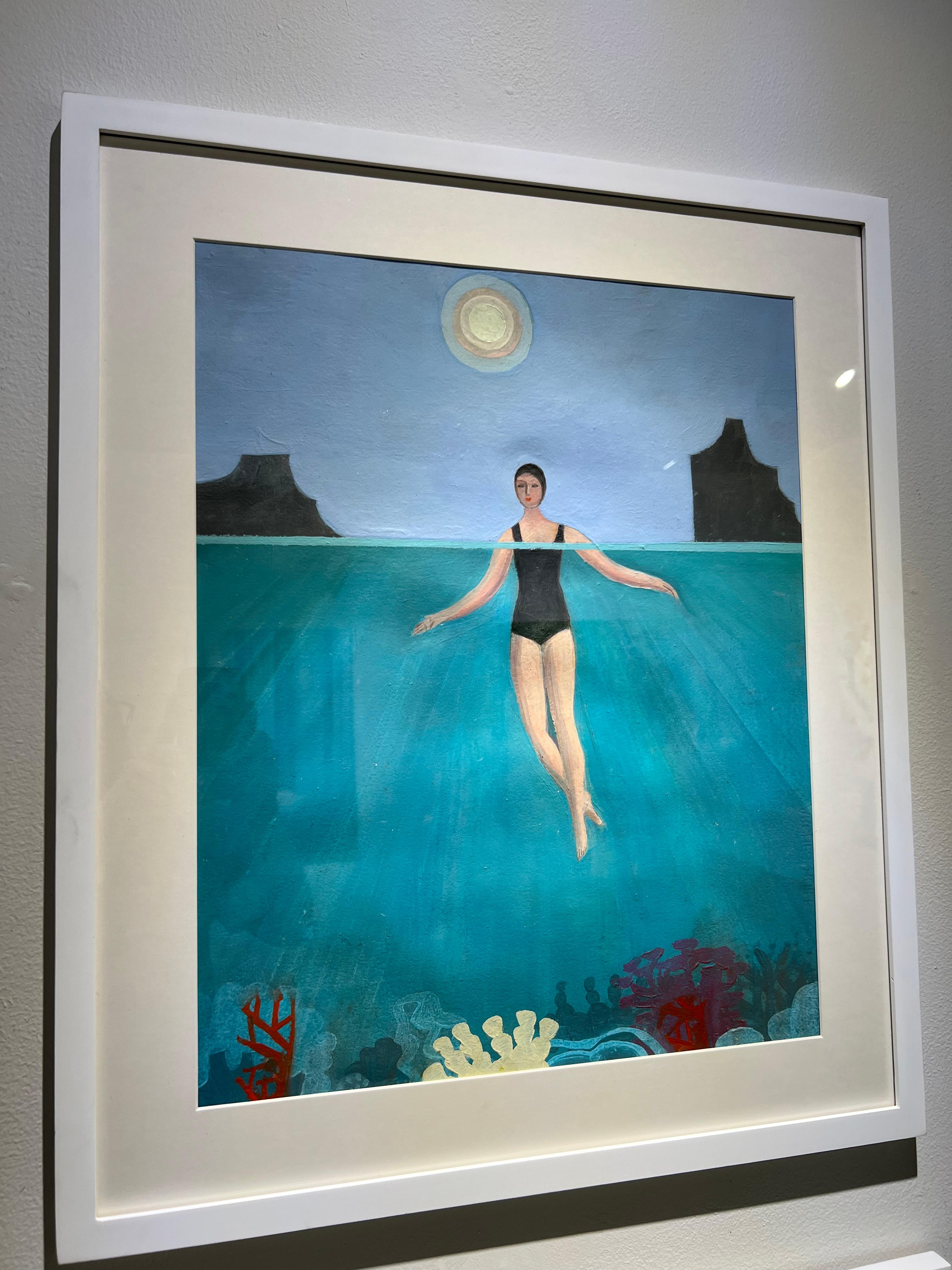 Laguna con corallo di notte - Painting di Jeni Stallings