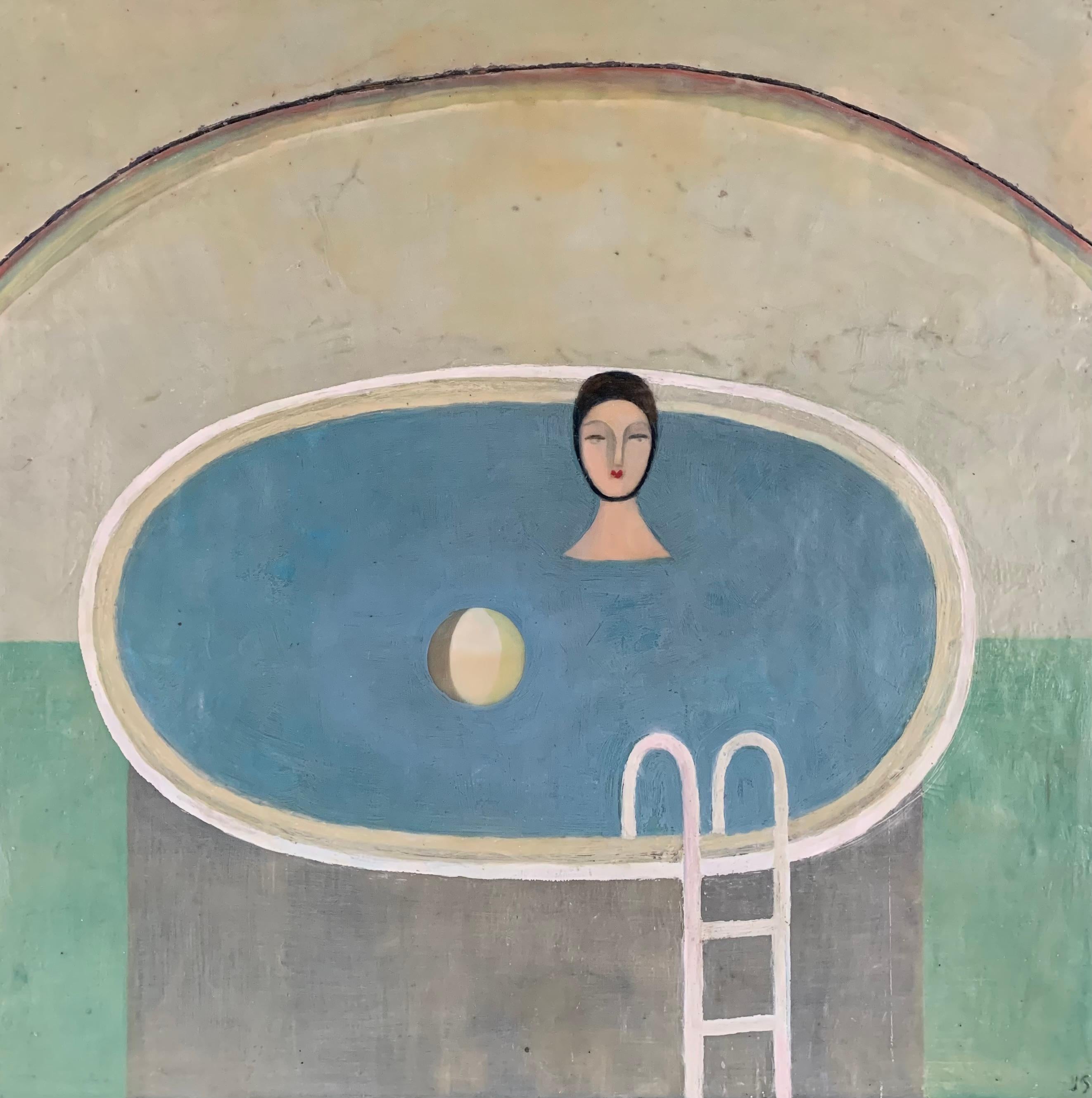 Figurative Painting di Jeni Stallings - Piscina con arcobaleno