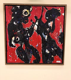 Dancing, Acrylic Painting on Canvas, Contemporary, Framed.
