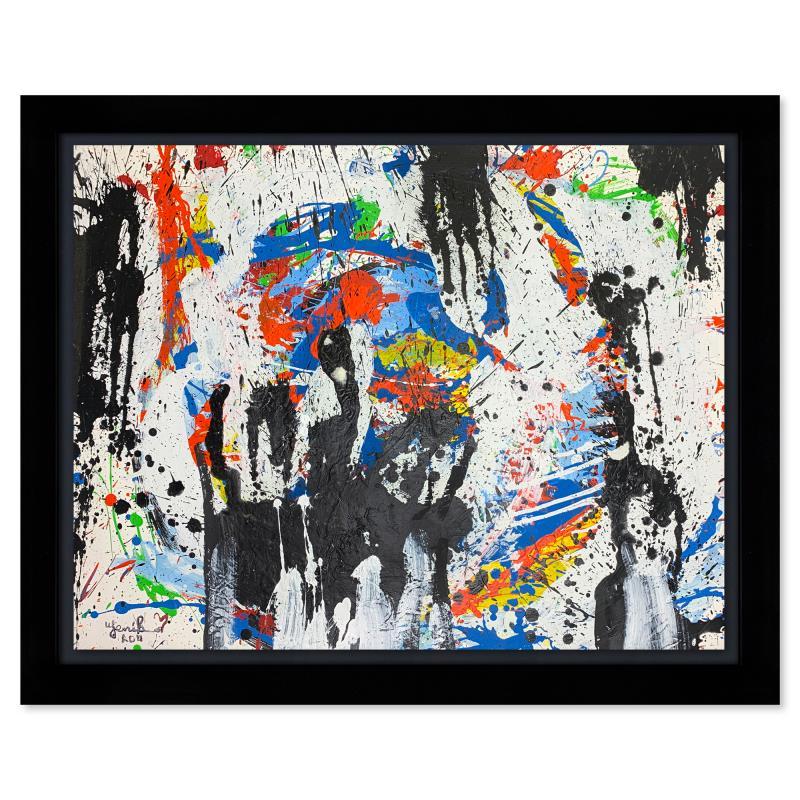 Jenik Cook Abstract Painting - Framed Hand Signed Original Painting with Letter of Authenticity