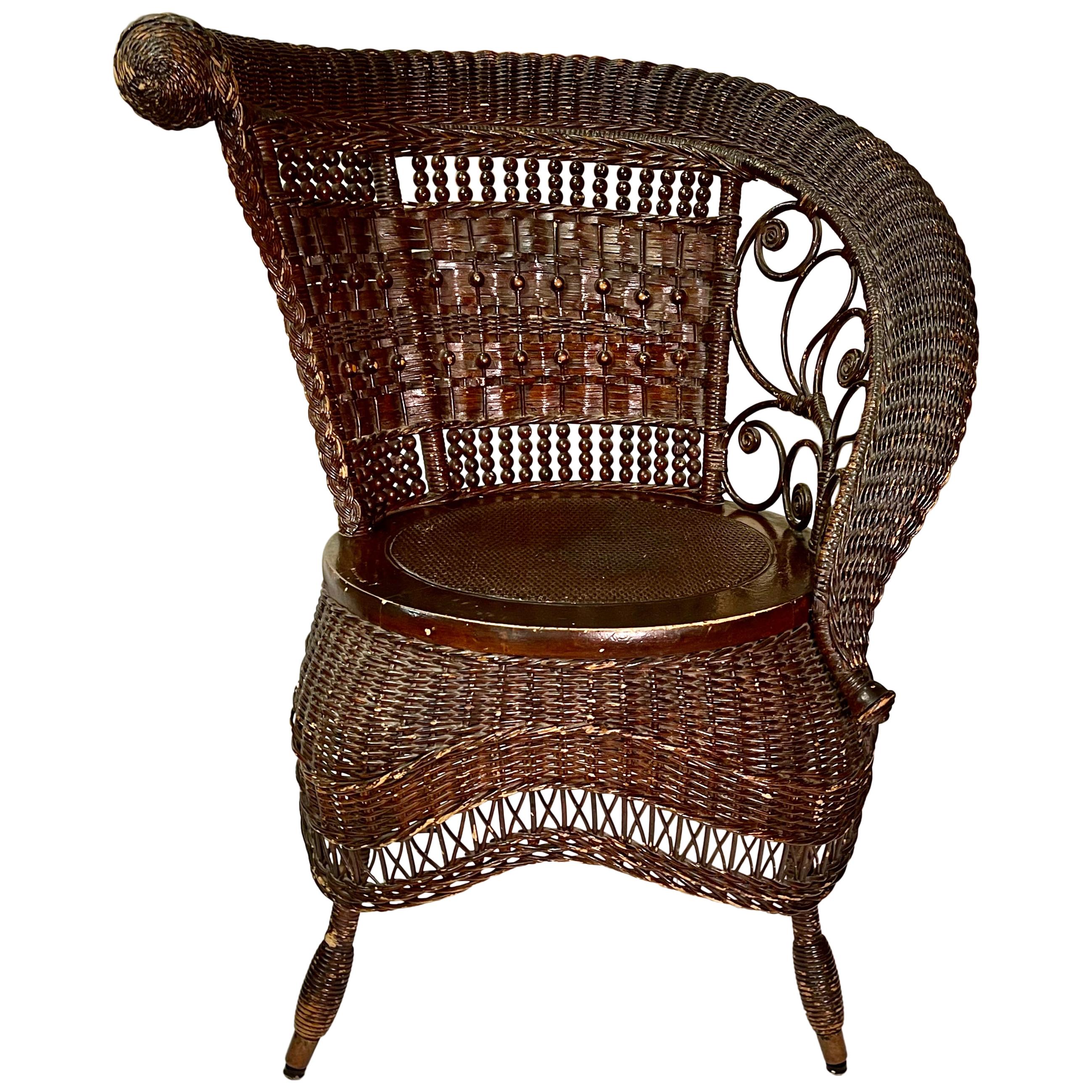 Jenkins & Phipps Stick and Ball Wicker Portrait Chair For Sale