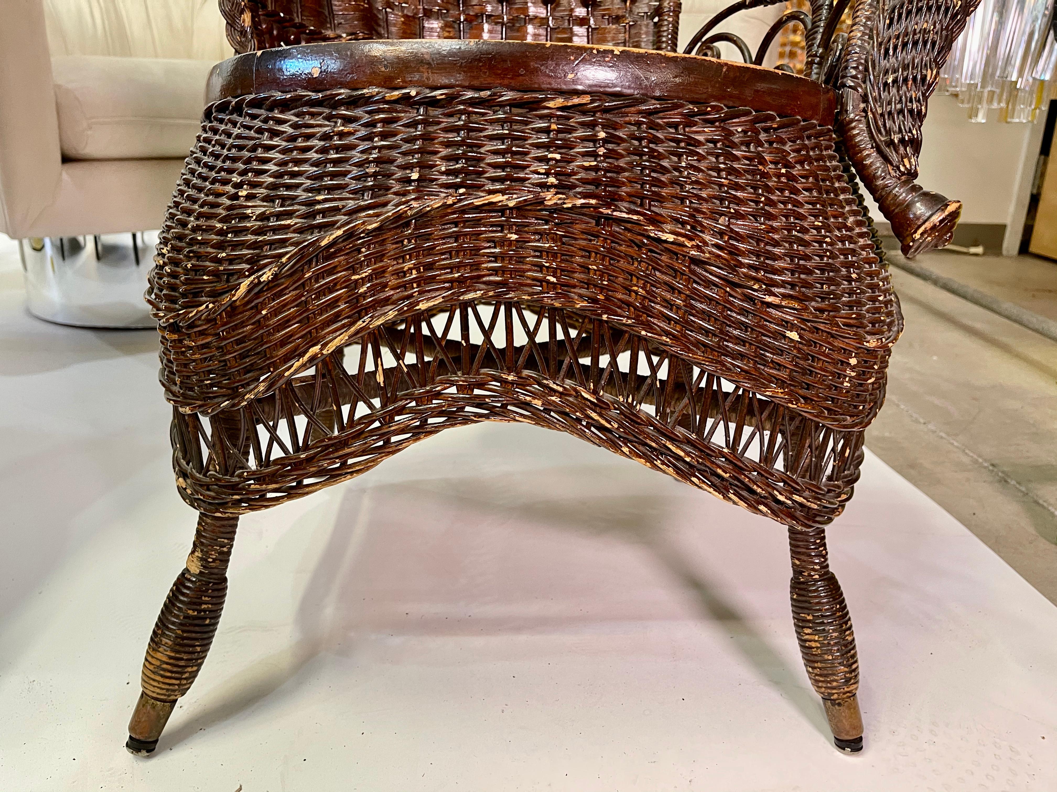 Jenkins & Phipps Stick and Ball Wicker Portrait Chair For Sale 3