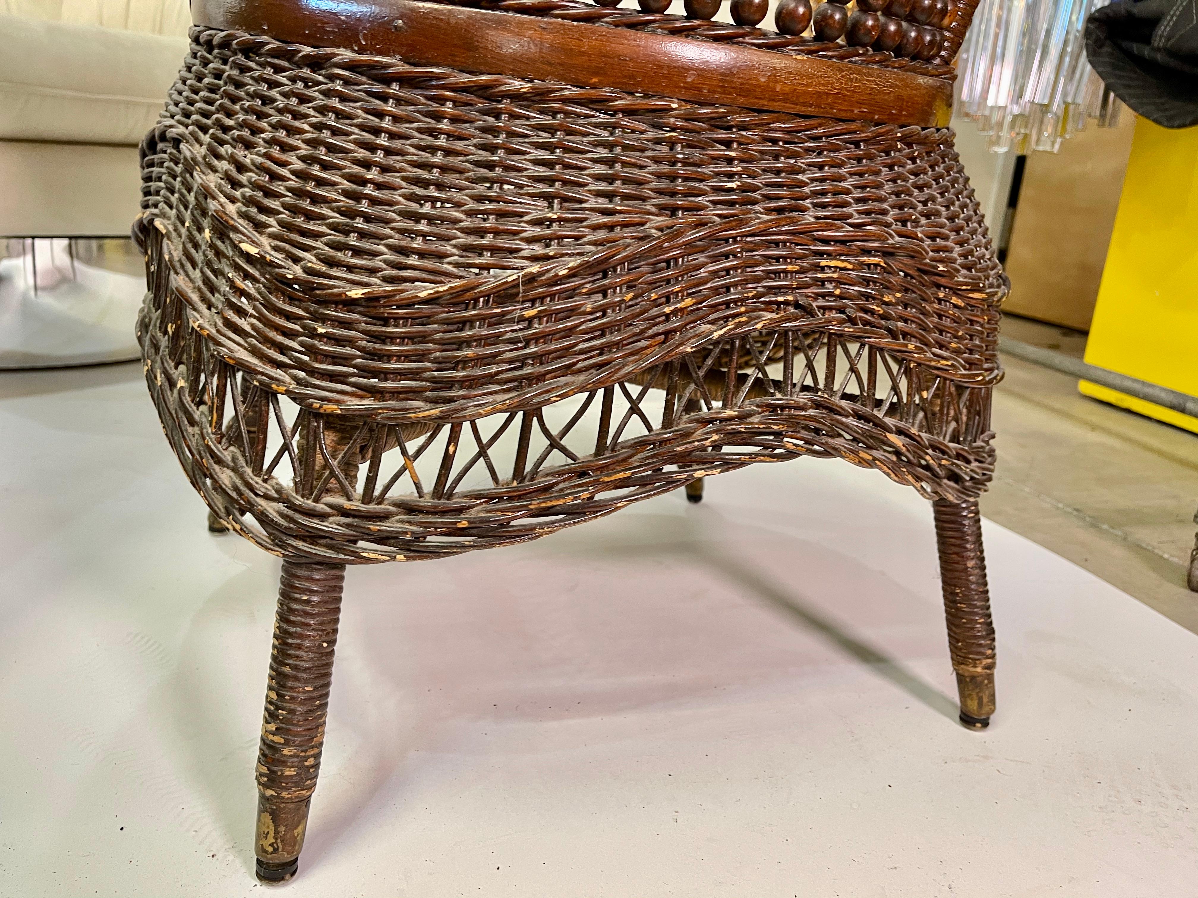 Jenkins & Phipps Stick and Ball Wicker Portrait Chair For Sale 4