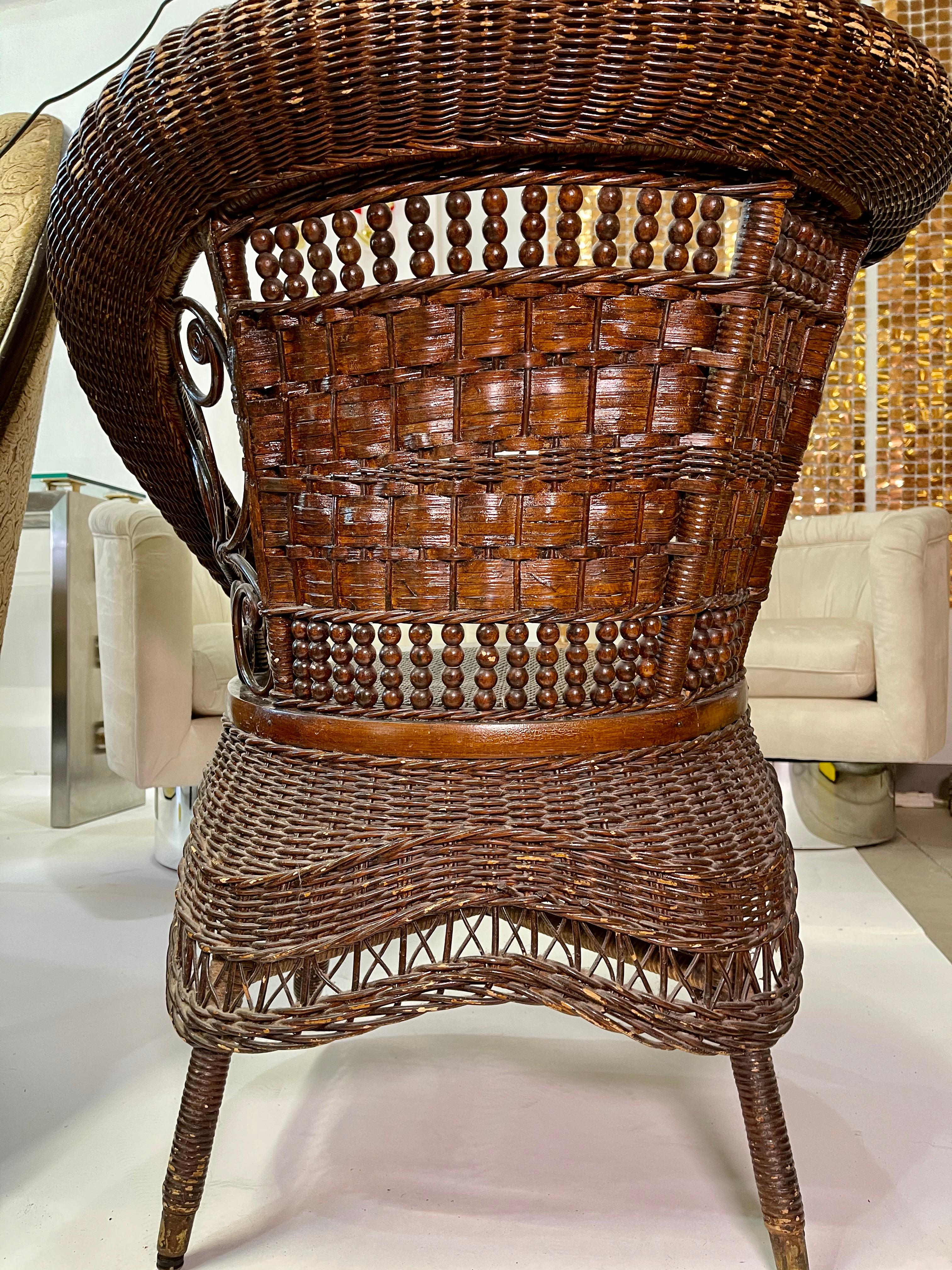 Jenkins & Phipps Stick and Ball Wicker Portrait Chair For Sale 5
