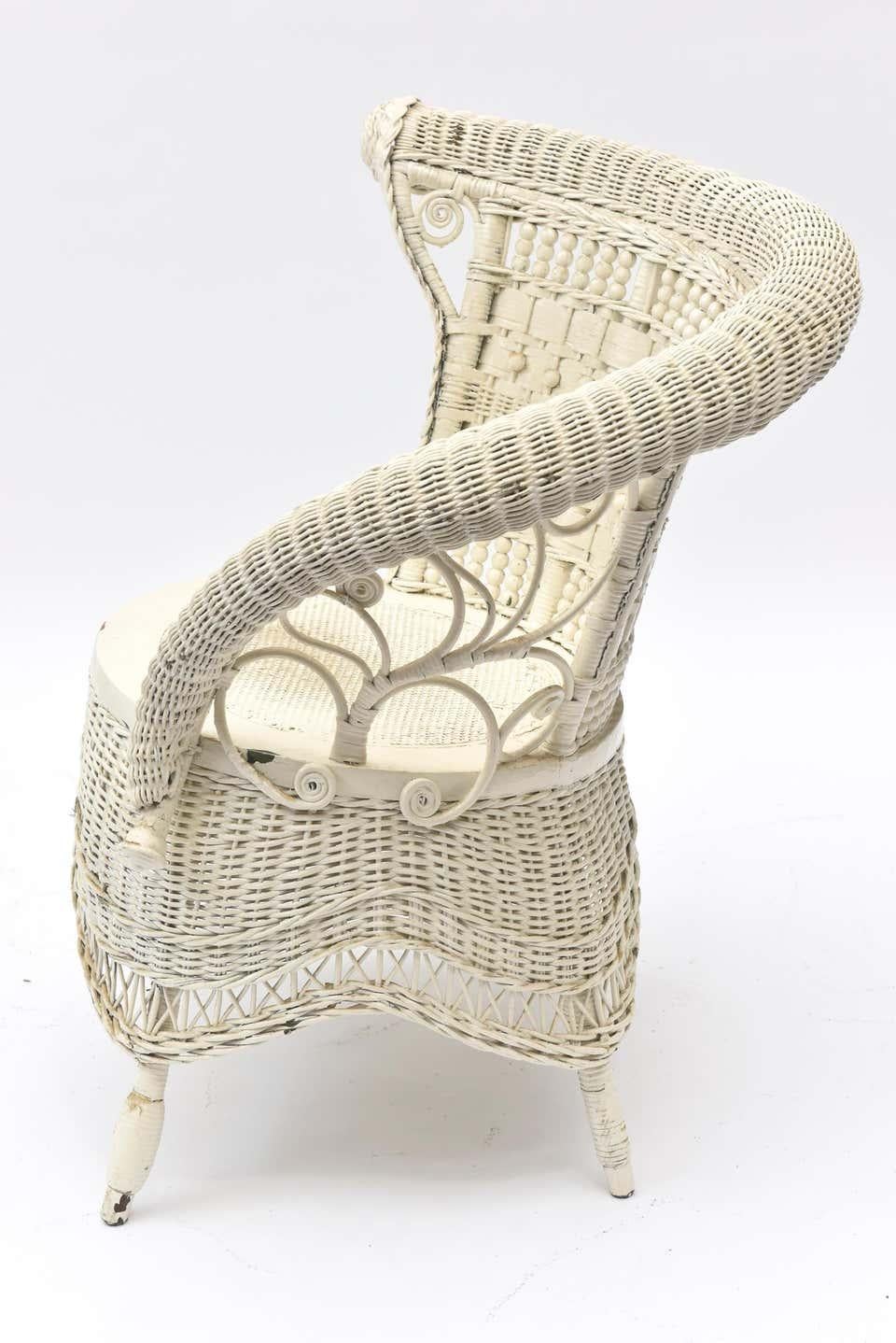 Jenkins & Phipps Stick and Ball Wicker Portrait Chair For Sale 9