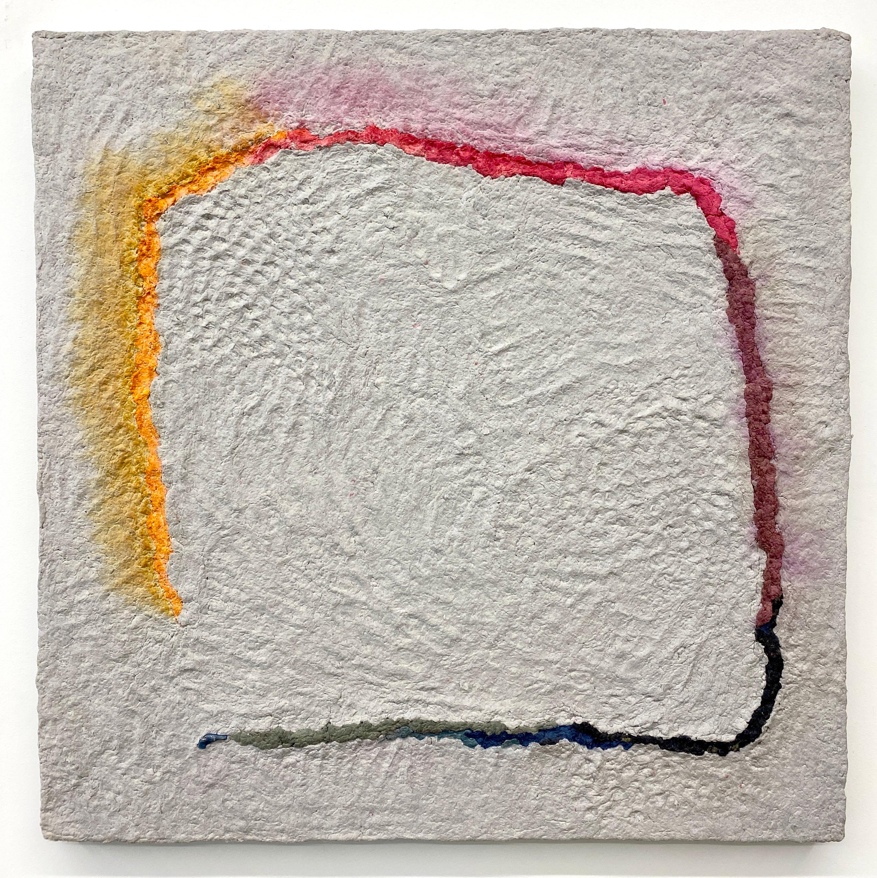 Jenn Hassin Abstract Sculpture - Rainbow Snake, Contemporary Pulped Clothing Painting, Abstract, Minimalism