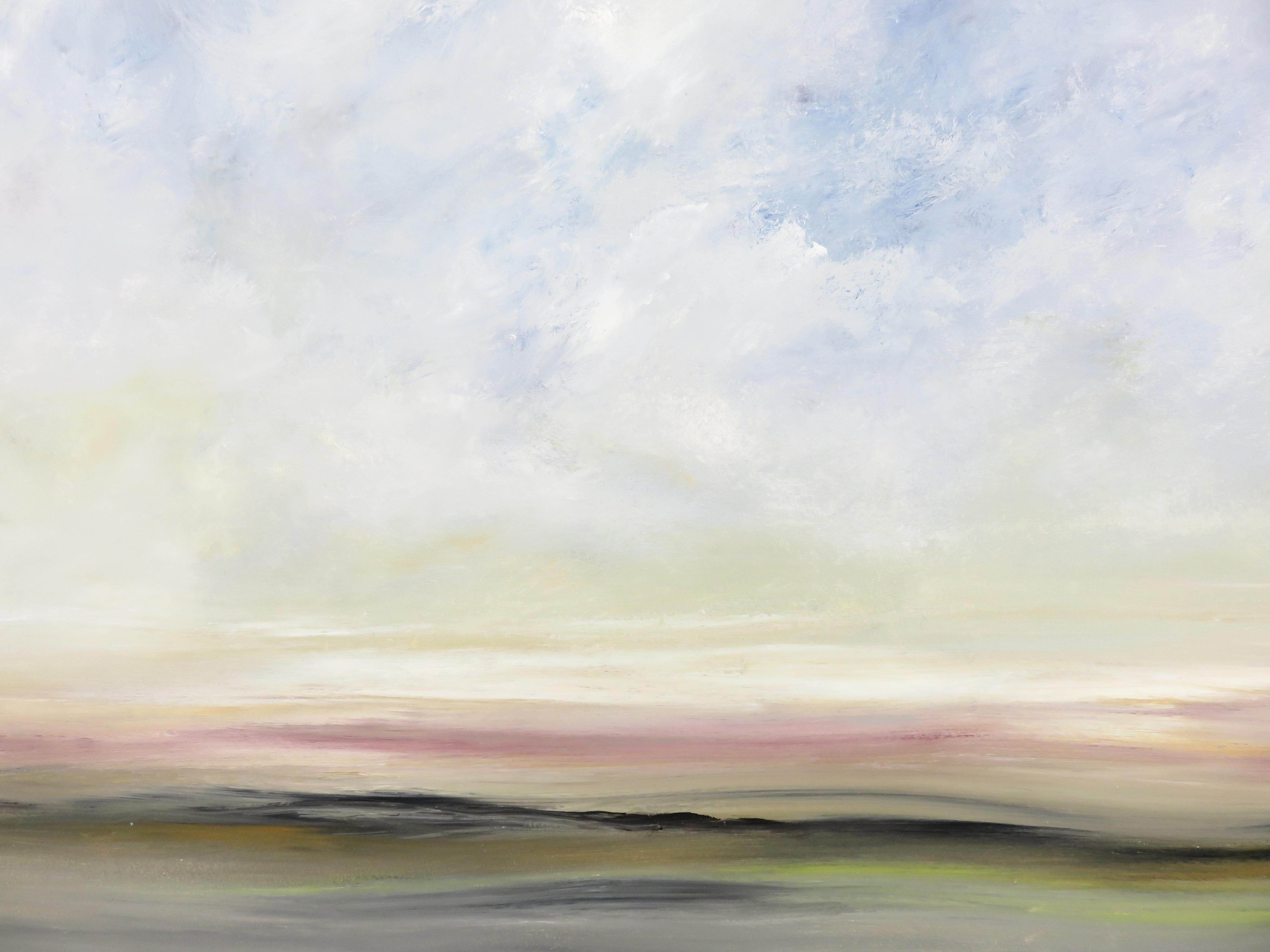 Sulla spiaggia II, Pittura astratta - Abstract Painting Grigio di Jenn Williamson