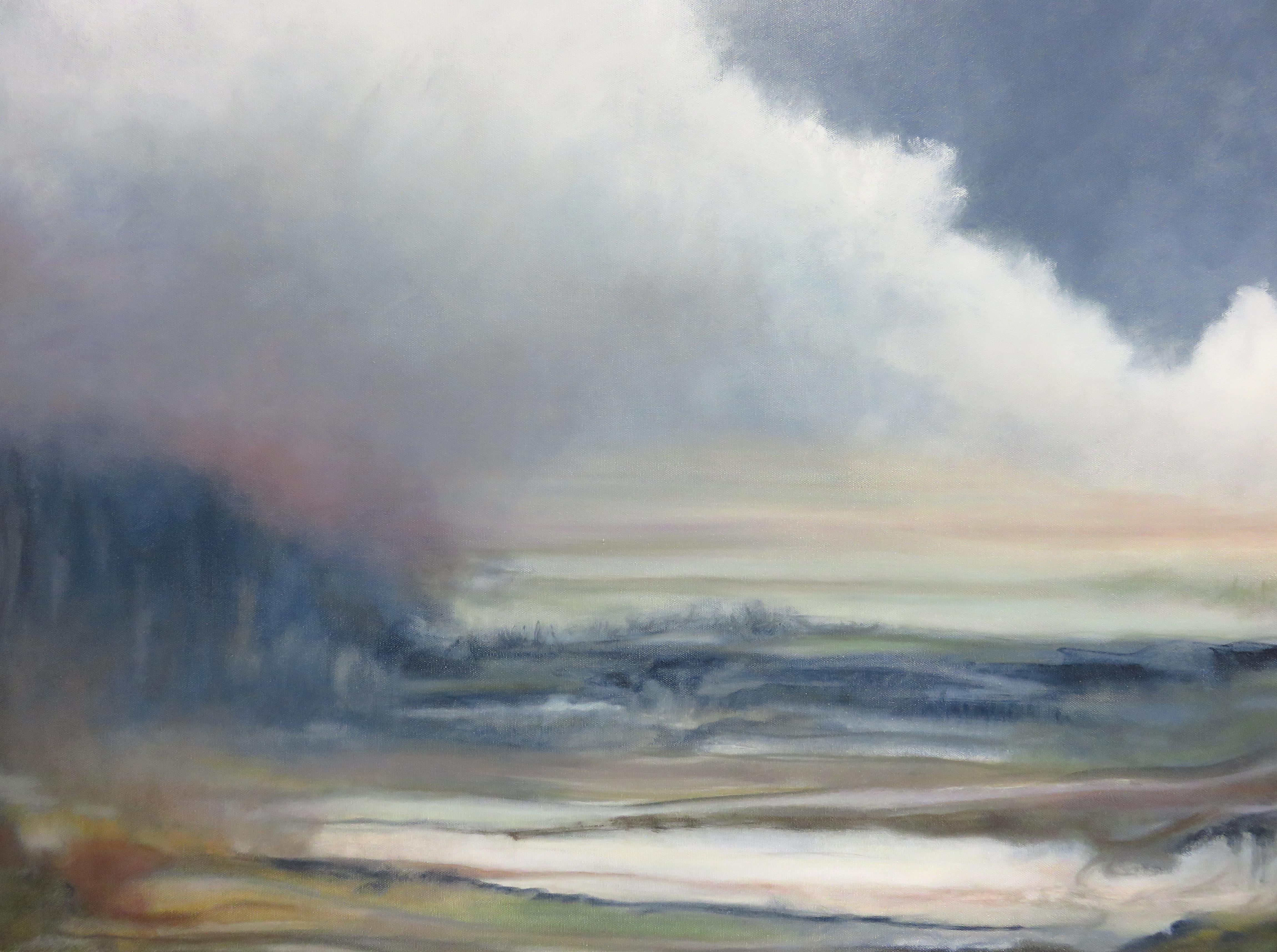 <p>Artist Comments<br>Artist Jenn Williamson demonstrates a misty marshland in this contemplative scene. The rhythmic rise and fall of tonal colors break into vaporous clouds hovering over the sky, setting a calming and ethereal ambiance. Jenn