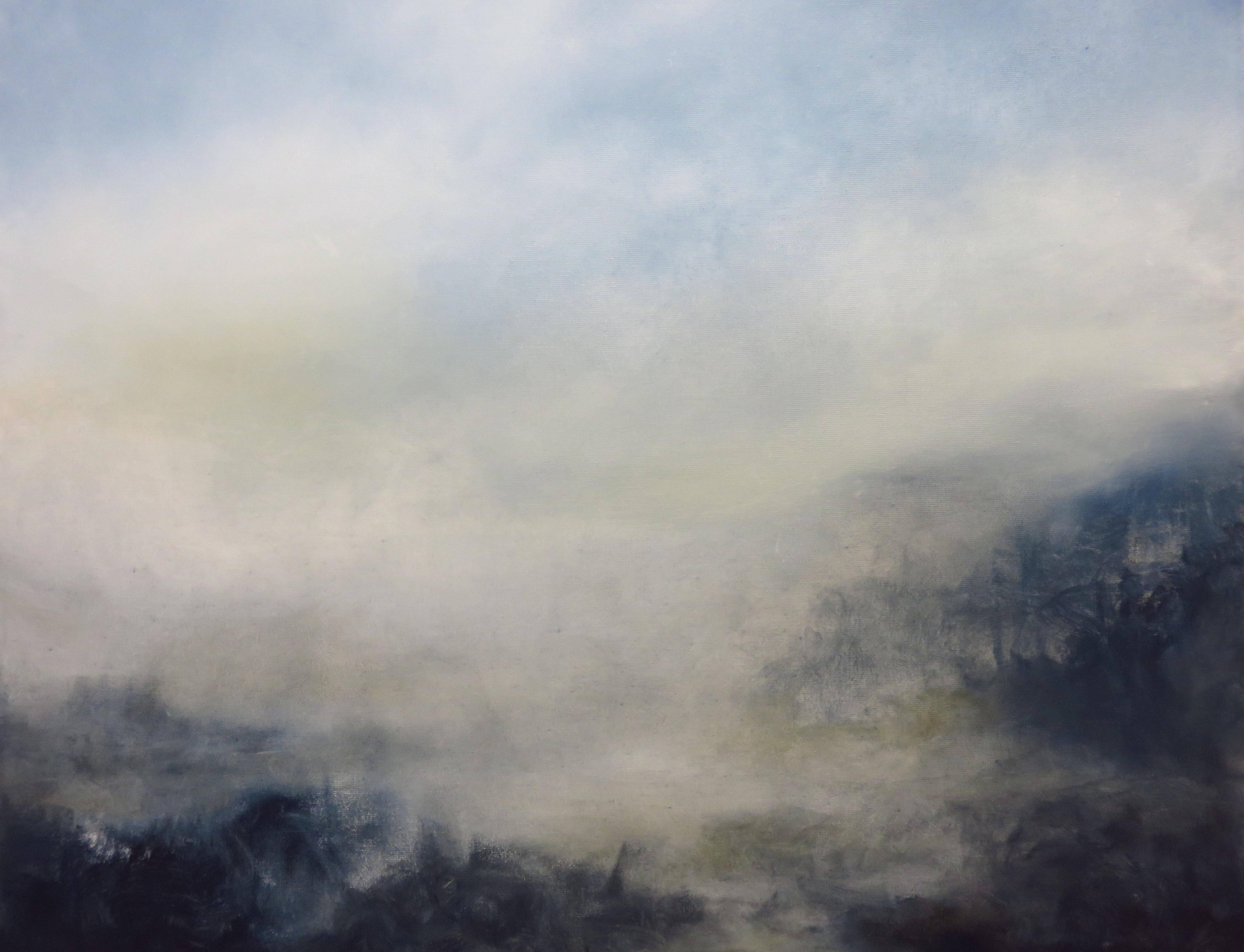 Lasciarsi andare, pittura ad olio astratta - Landscape Painting Blu di Jenn Williamson