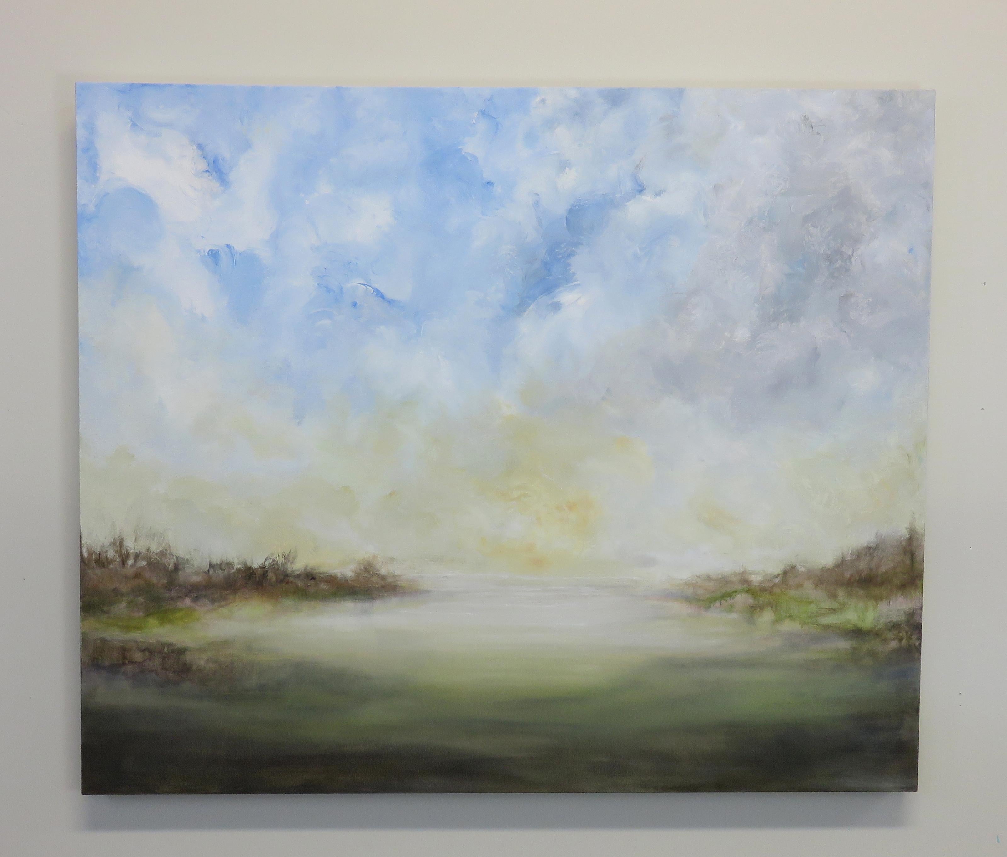 cloudy & dreamy sky acrylic painting on canvas 6x6. acrylic art decor