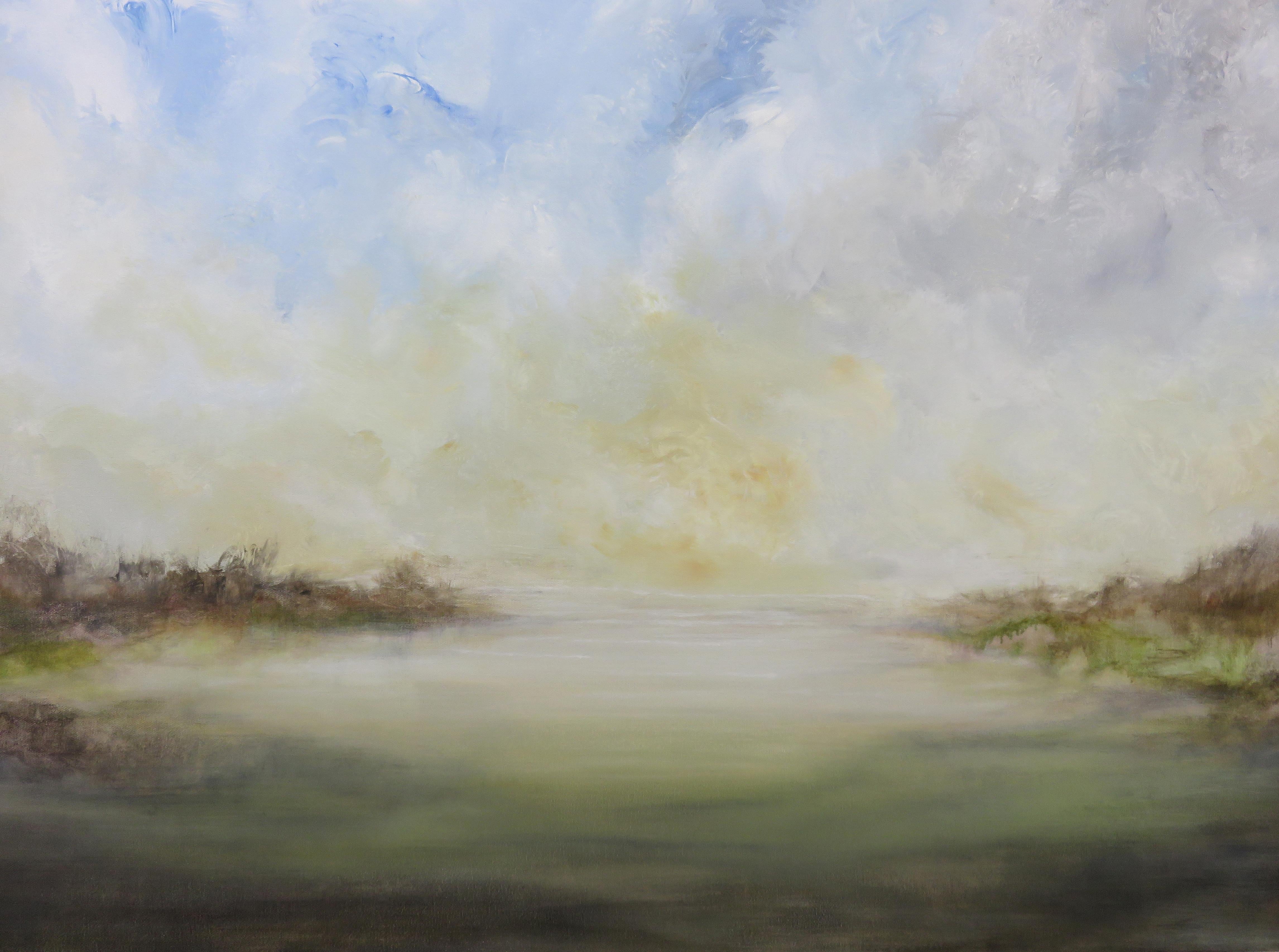 Lugar de Descanso, Pintura Original - Landscape Painting Gris de Jenn Williamson