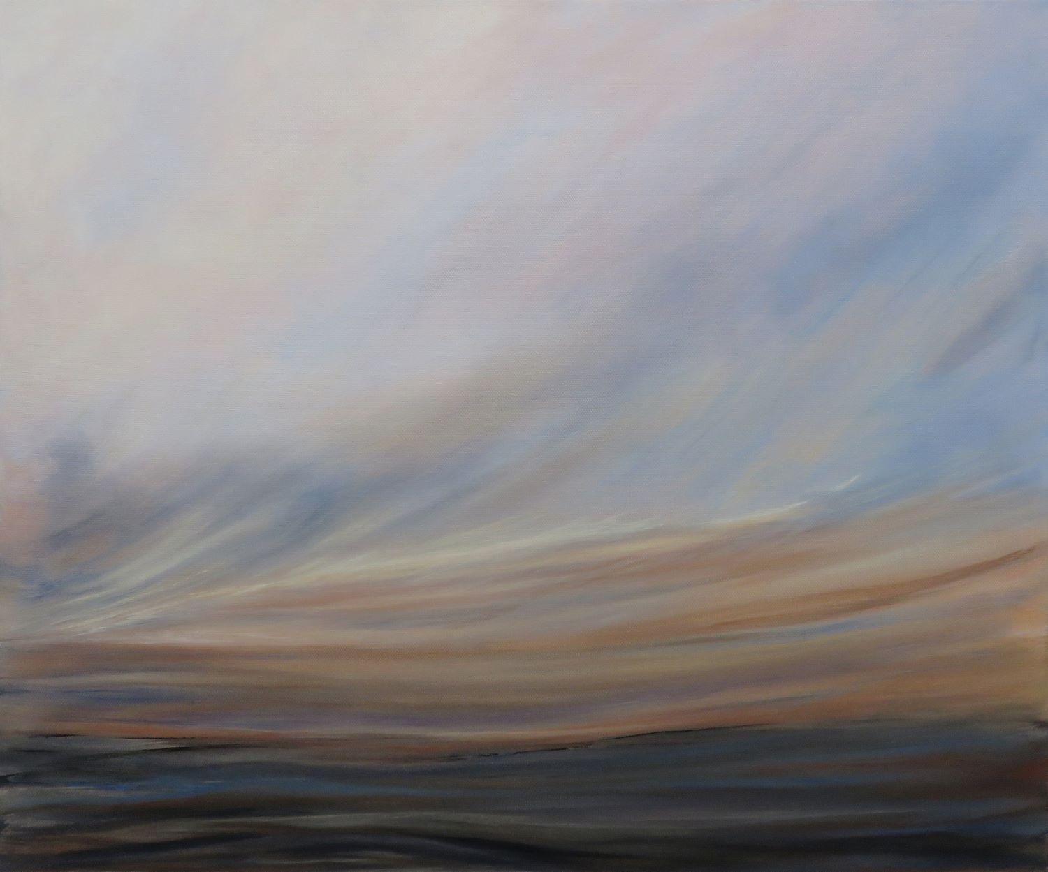 Landscape Painting Jenn Williamson - Coucher de soleil, peinture à l'huile abstraite